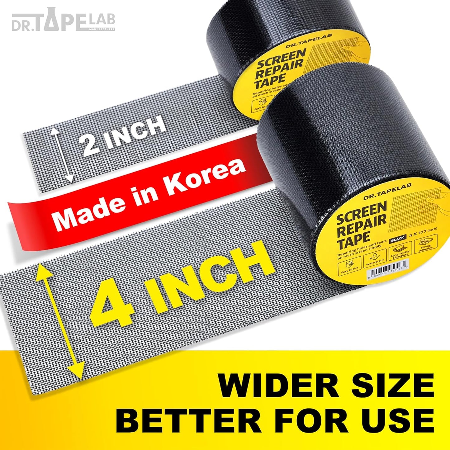 Grey Window Screen Repair Tape, 2 in X 15 FT, Screen Repair Kit for Windows or Doors, Strong Adhesive Patch Kit Fiberglass Mesh Tape