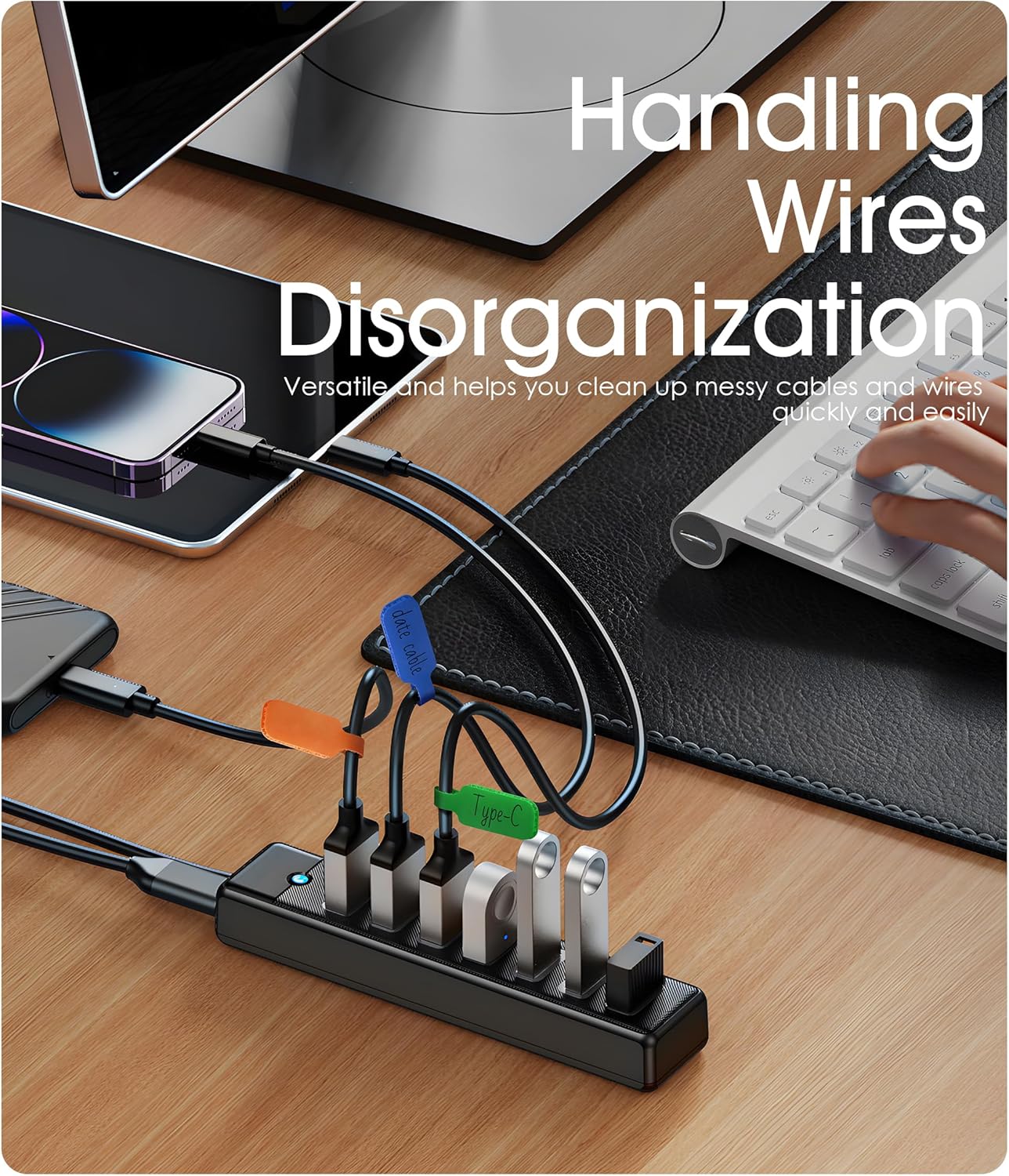 32Pcs Nearockle Cable Labels and Silicone Cable Ties Cable Management Set, Reusable 16 Cable Ties+16 Cord Labels for Electronics, Travel Home Office Desk Wire Organization (Multicolor)