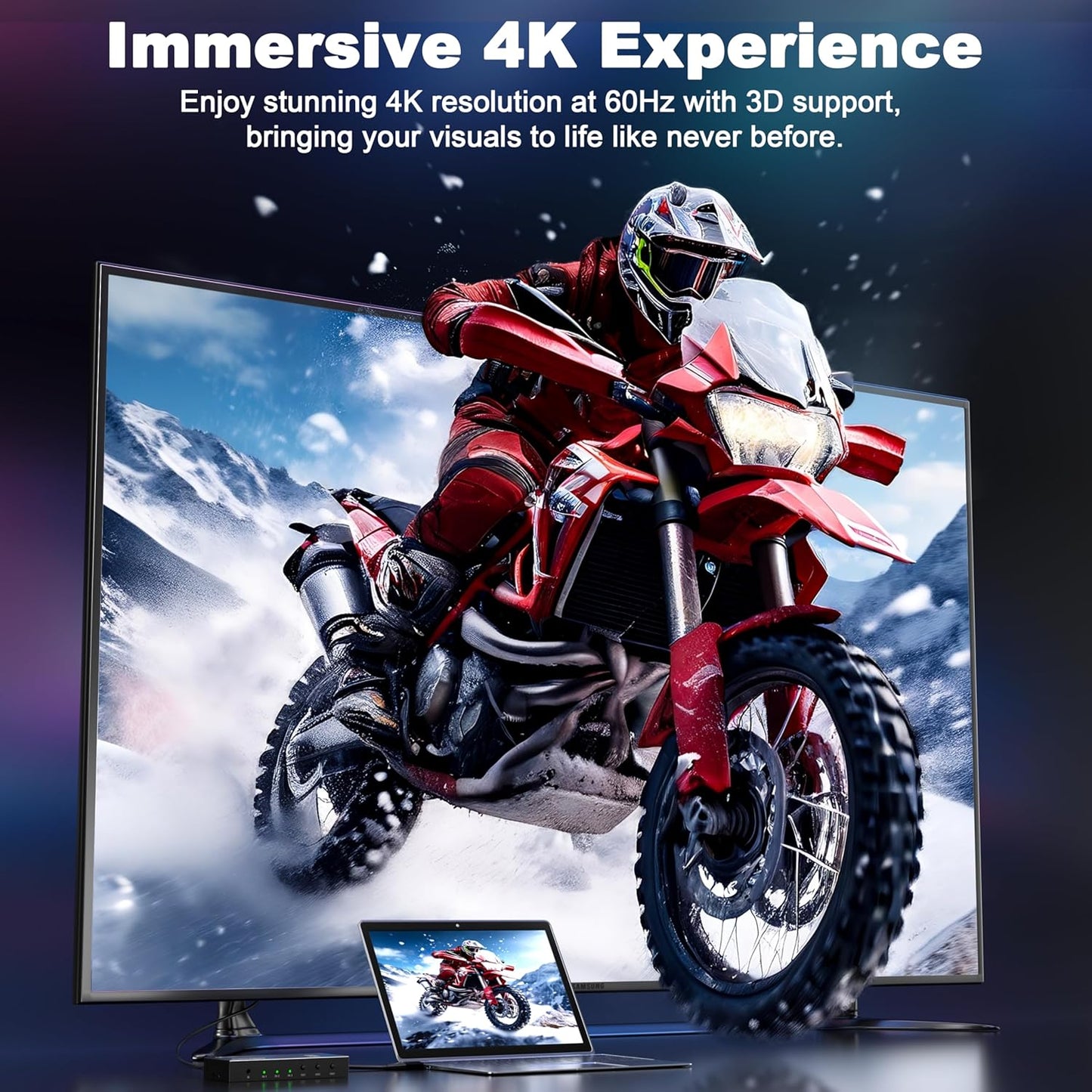 HDMI Switch 3 in 1 Out 4K@60Hz, 3 Ports HDMI Switcher Selector with Remote, Support HDCP 2.2 HD R 10+ Dolby Vision/Atmos 18Gbps CEC for Apple TV Game PC PS4 5 Pro Xbox Roku