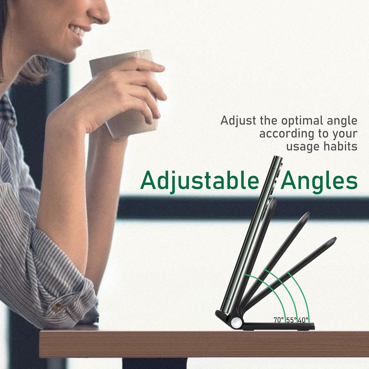 15W Wireless Charger Stand, Foldable Charging Station for Samsung Galaxy S25 S24 S23 S22 S21 S20 Ultra S10 S9 S8 S7 Note10 9 8 7, Desk Stand Up Phone Charger iPhone 16 15 14 13 12 Pro Max