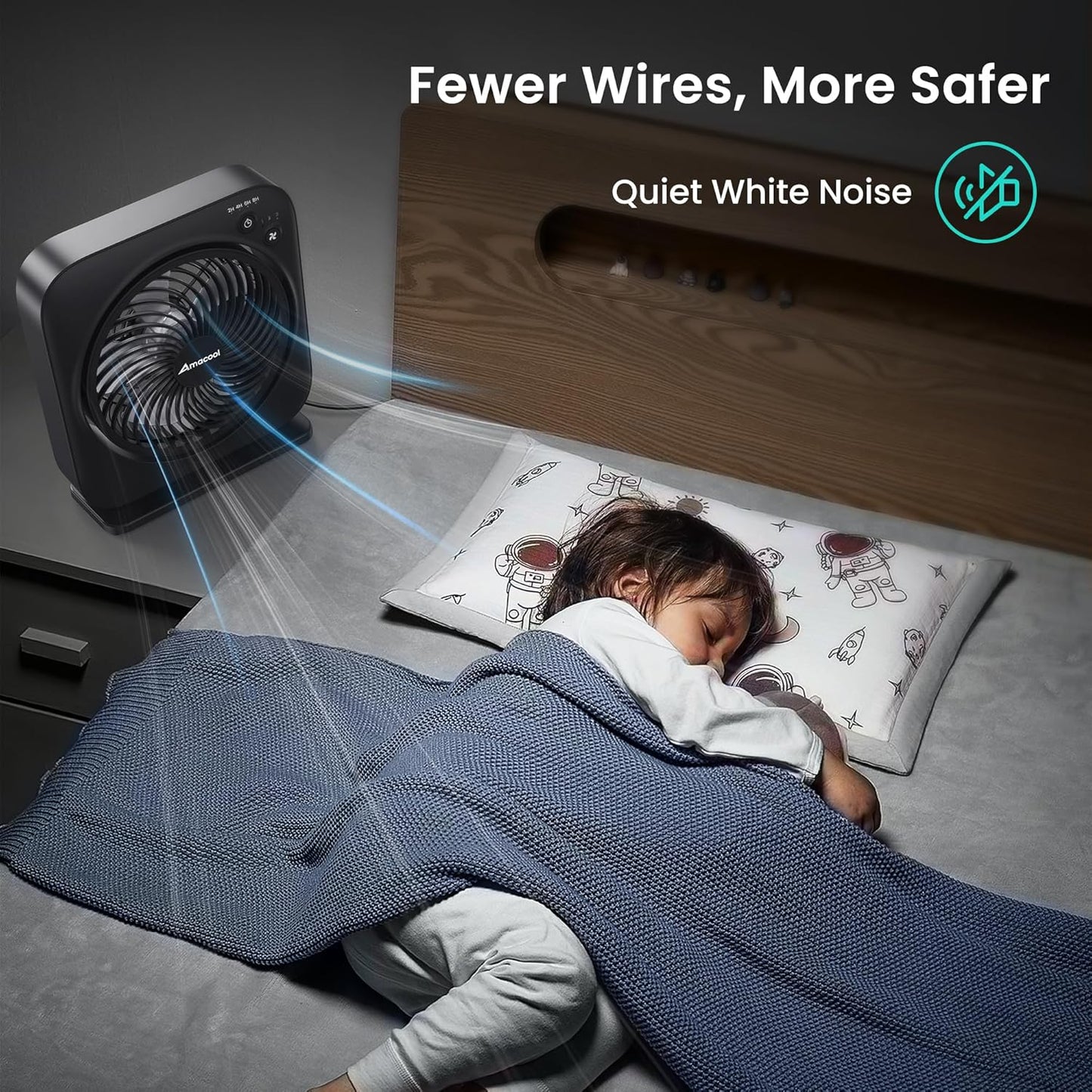 AMACOOL Table Fan, 12 inch Box Fan with 3 Adjustable Speeds & 8HRS Timer, 270° Pivoting Quiet Air Circulator, Desktop Fan for Bedroom Bathroom Kitchen Office, AC Adapter Included-Black