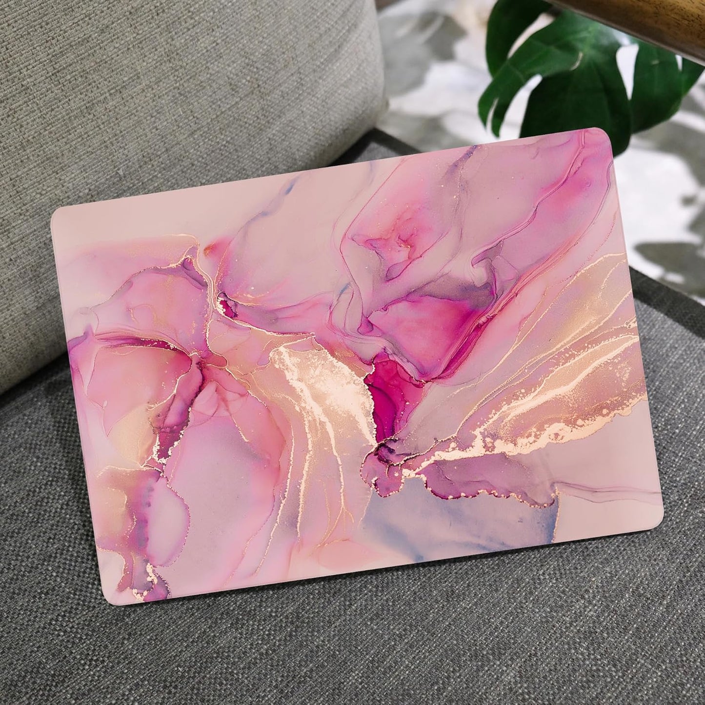 MEEgoodo for M4/M3/M2 MacBook Air 15.3 inch Case 2025 2024 2023, Case Fit Model (A3241/A3114/A2941) for MacBook Air 15 inch, Laptop Hard Shell with Keyboard Cover, Gold Splashes Marble