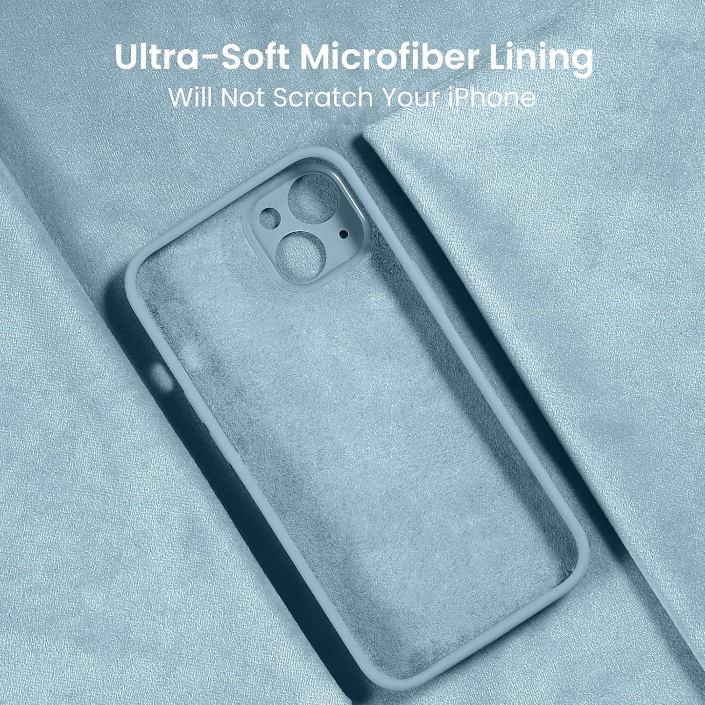 FireNova Designed for iPhone 14 Case, Silicone Upgraded [Camera Protection] Phone Case with [2 Screen Protectors], Soft Anti-Scratch Microfiber Lining Inside, 6.1 inch, Sky Blue