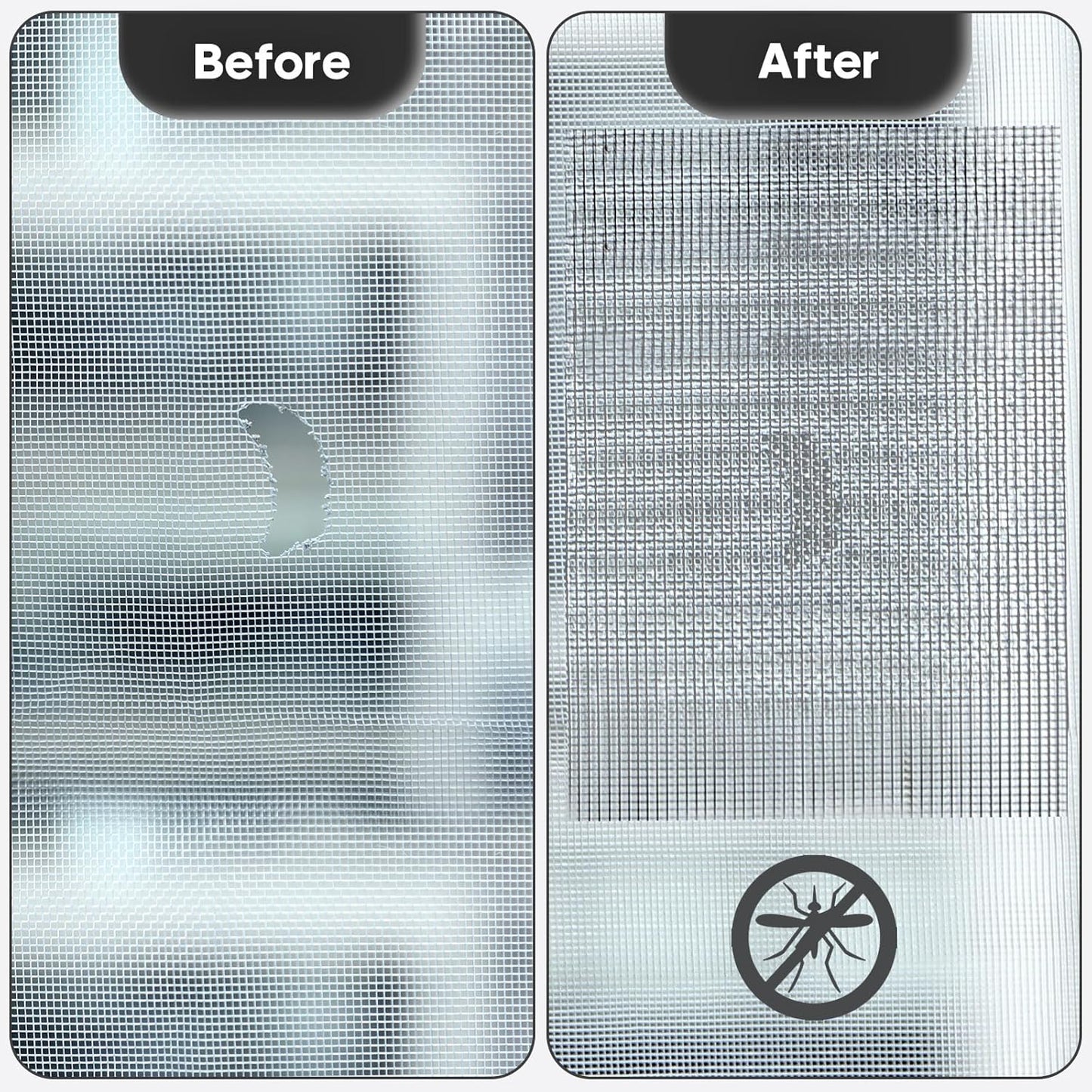 5" x 7" Grey/Black Screen Repair Kit, 6 PCS Window Screen Patch Repair Tape for Mesh Window Door, Strong Adhesive Fiberglass Mesh Patch Tape