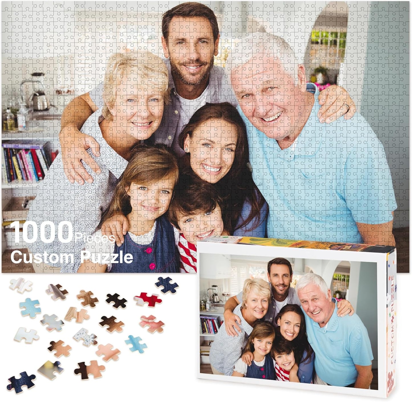 Easycosy Custom Photo Puzzles 1000/500/300 Pieces for Adults Families Personalized Picture Text Jigsaw Puzzle Gift for Holiday Birthday Anniversay(Horizontal/Vertical)