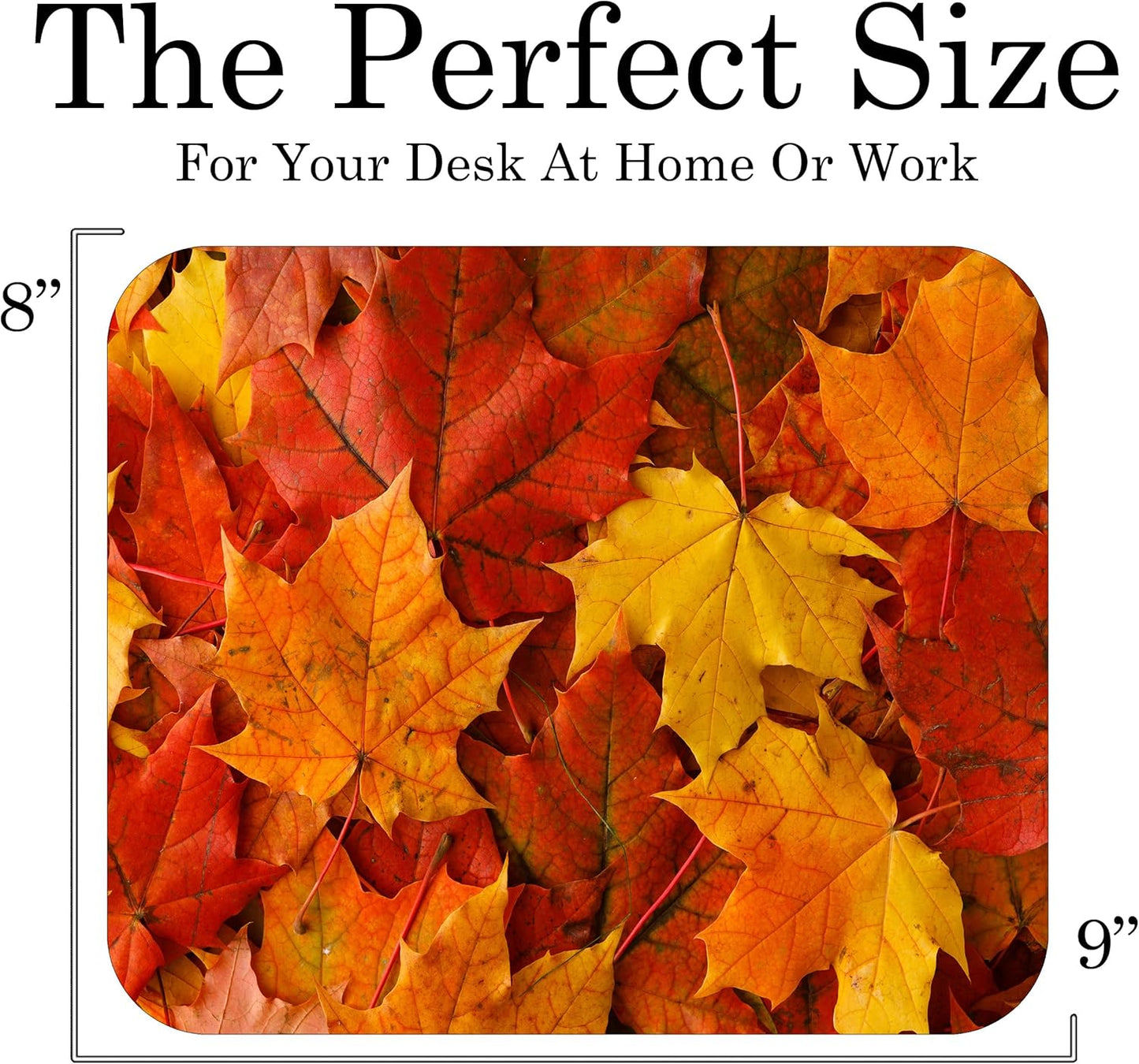 Fall Season Mouse Pad Mat Mousepad for Desk Computer Laptop PC Gaming Home or Office Gift (Leaves MP83)