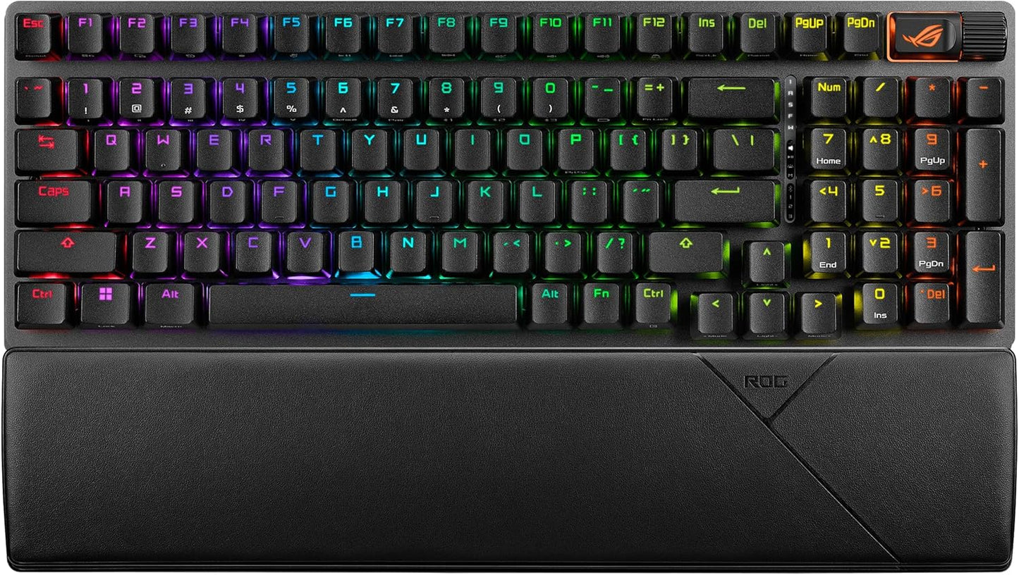 ASUS ROG Strix Scope II 96 Wireless Gaming Keyboard, Tri-Mode Connection, Dampening Foam & Switch-Dampening Pads, Hot-Swappable Pre-lubed ROG NX Snow Switches, PBT Keycaps, RGB-Black