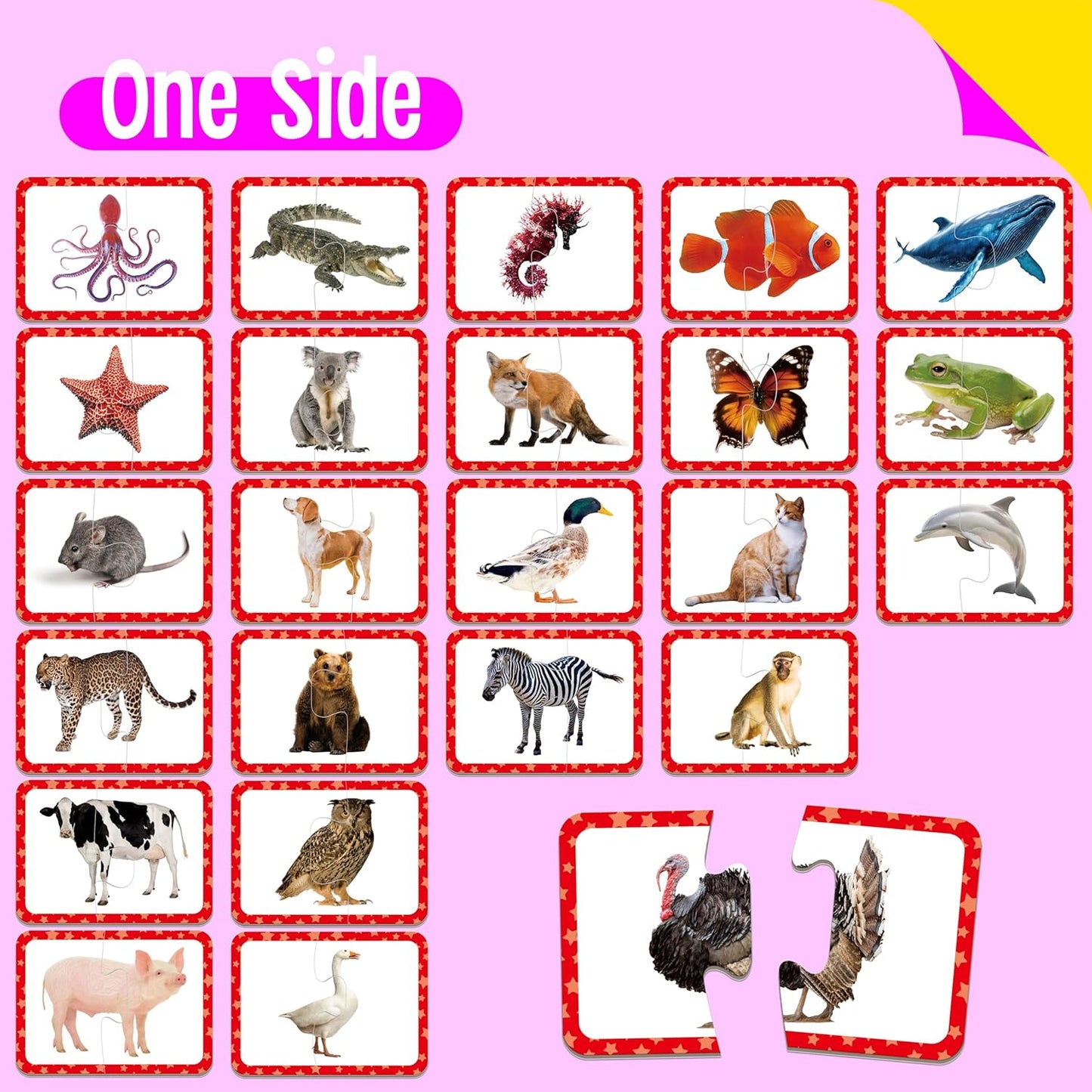 48 Animal Matching Puzzles with Error-Correction, Self-Correcting Puzzle Match Game Educational Learning Activities for Toddlers, Kindergarten, Animal-Themed Learning Games Toys for 3 Years Old