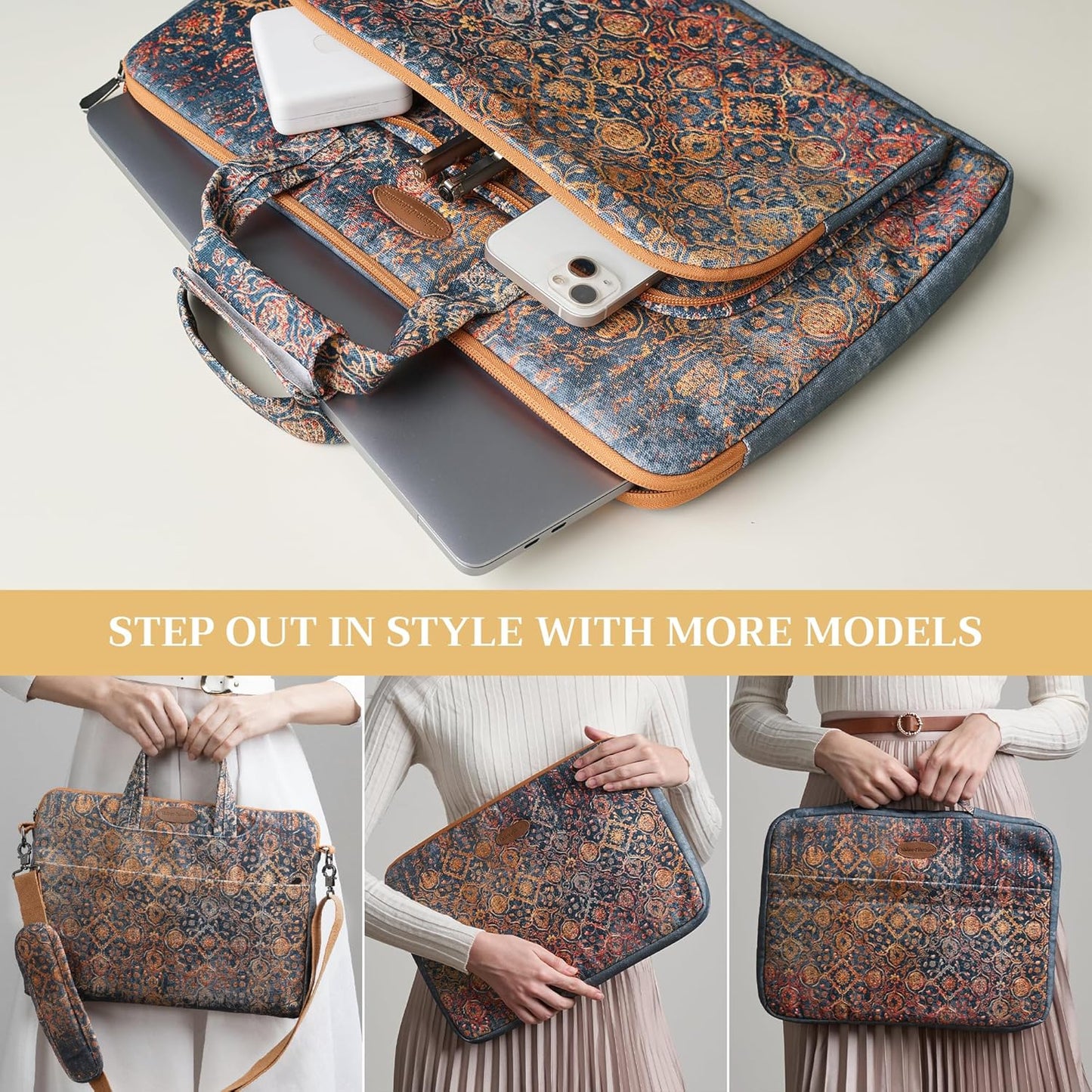 Maison d'Hermine Laptop bag with front pocket Stain and water repellent Cotton canvas