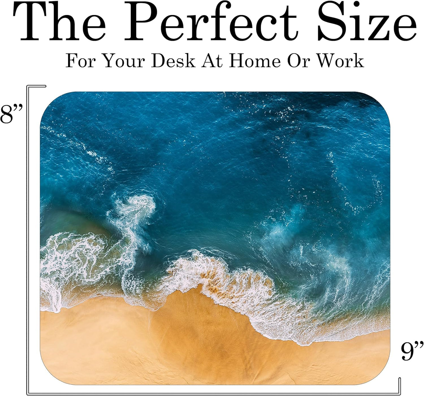 Coastal Shoreline Waves Sandy Beach Theme Mouse Pad Mat Mousepad for Desk Computer Laptop PC Gaming Home or Office Gift (Waves MP38)