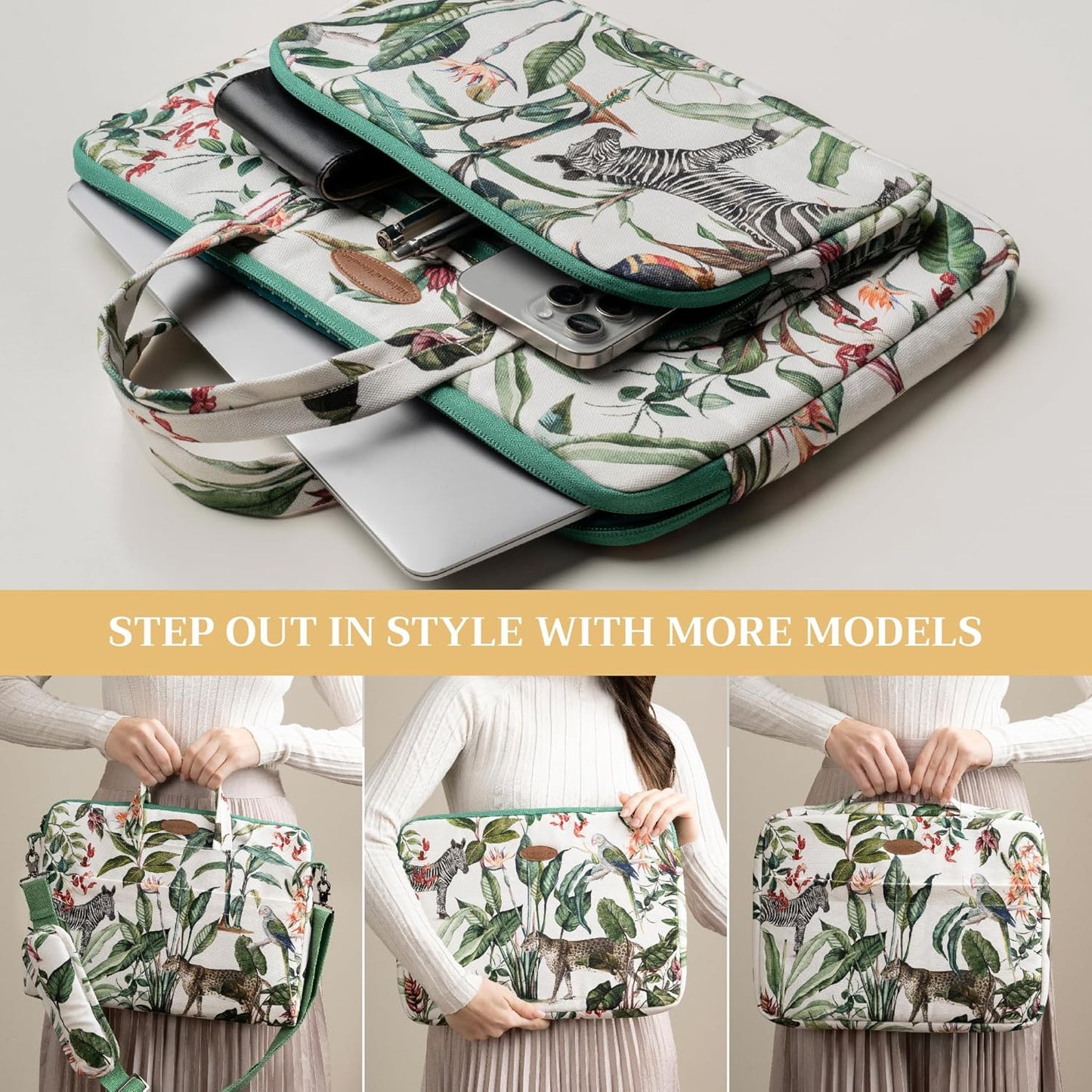 Maison d'Hermine Laptop bag with front pocket Stain and water repellent Cotton canvas