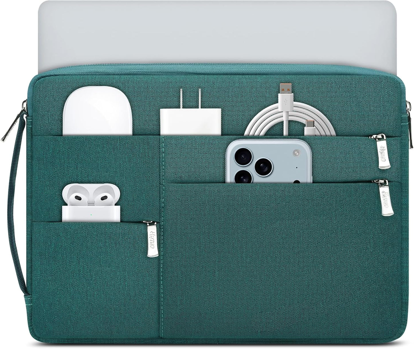 HYZUO 14-15 Inch Laptop Sleeve Bag for MacBook Air 15 M4 M3 M2, MacBook Pro 15, 15" Surface Laptop, XPS 14/15 Plus, Portable NoteBook Case for 14" HP Dell Lenovo ThinkPad Asus Acer, Dark Green