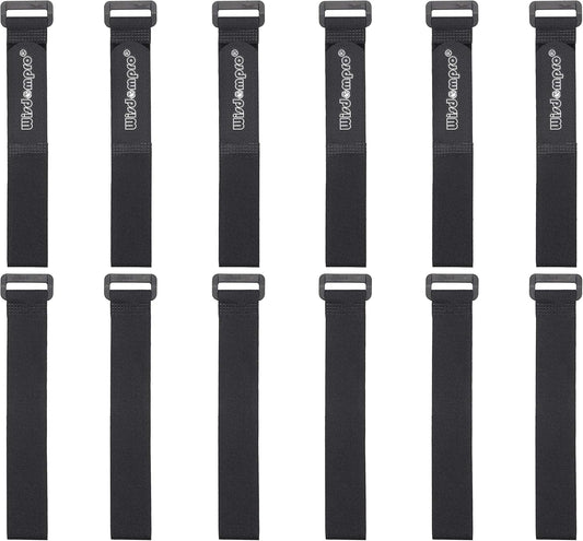 12 Pack 1 x 12 Inches Hook and Loop Reusable Fastening Cable Tie Down Straps by Wisdompro - Reusable, Durable Functional Ties to Keep Your Home, Office, Workspace from Tangled Messes of Cords