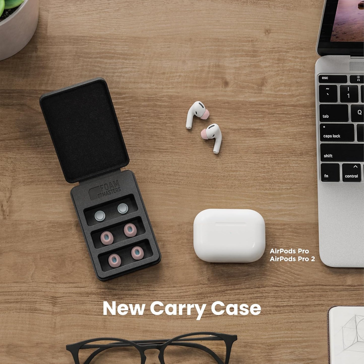 Foam Masters Ultra-Premium Memory Foam Ear Tips for AirPods Pro 1st & 2nd Gen | 3 Pairs | Black Magic Ver 6.0 | Secure | Comfort | Better Noise Cancel | Replacement Buds – Crystal Pink, Large