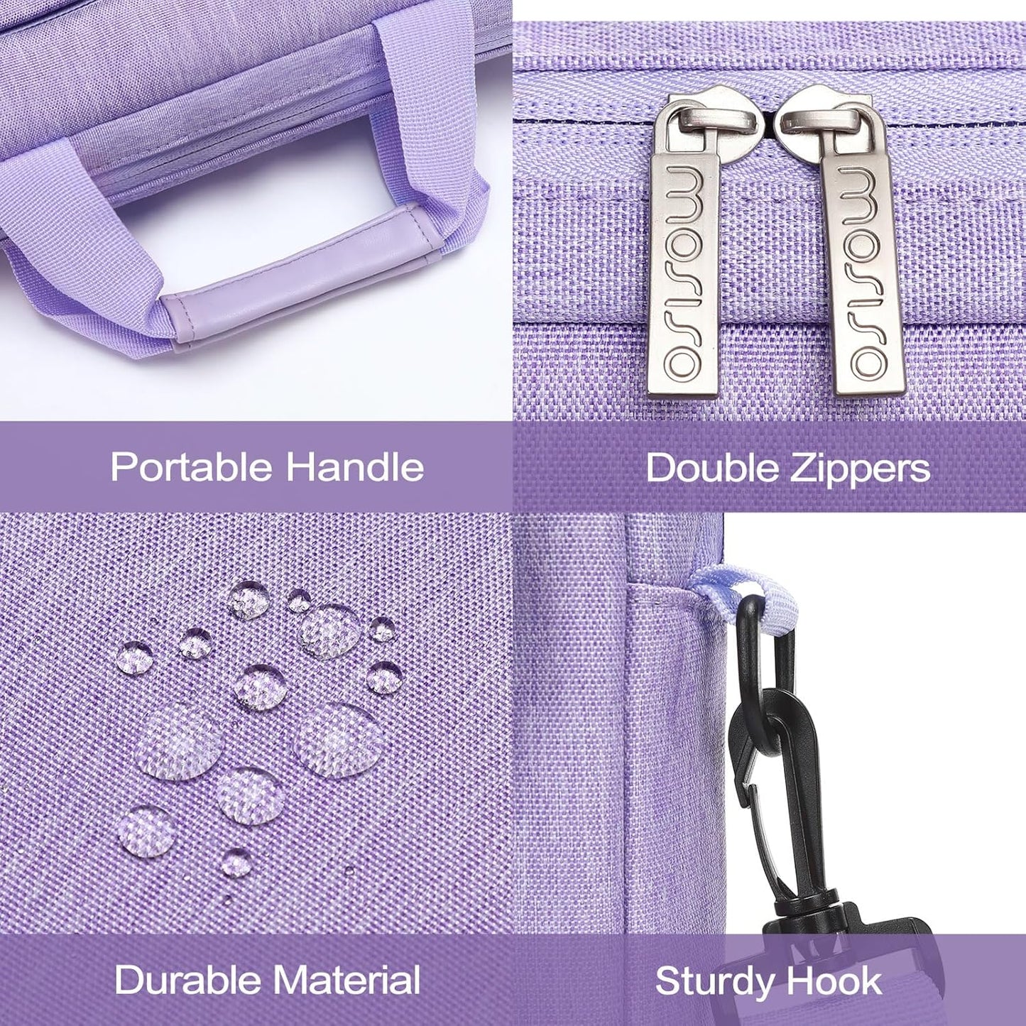 MOSISO Laptop Shoulder Bag, Computer Bag with 2 Raised&1 Flapover&1 Horizontal Pocket&Handle&Belt