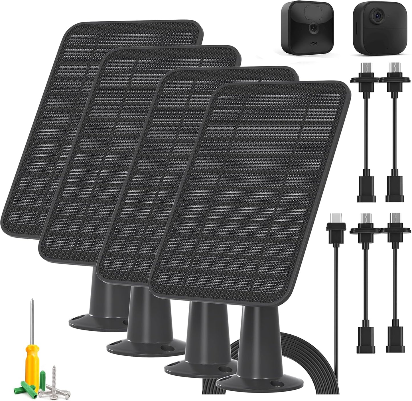5W Solar Panel Compatible with Blink Outdoor 4(4th Gen)/Blink Outdoor(3rd Gen) XT3 & Blink XT2/XT Camera, Blink Solar Panel Charger with 13.1ft Cable Rubber Plug, IP65 Waterproof, Secure Mount, 4 Pack