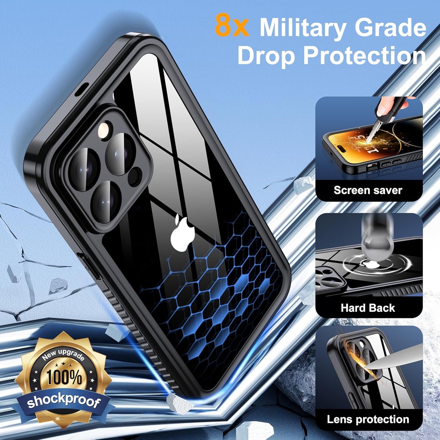 for iPhone 14 Pro Max Case Waterproof - Built-in Privacy Screen Protector & HD Screen Protector [IP68 Underwater] Shockproof Dustproof Full Body Protection iPhone 14 Pro Max Phone Case