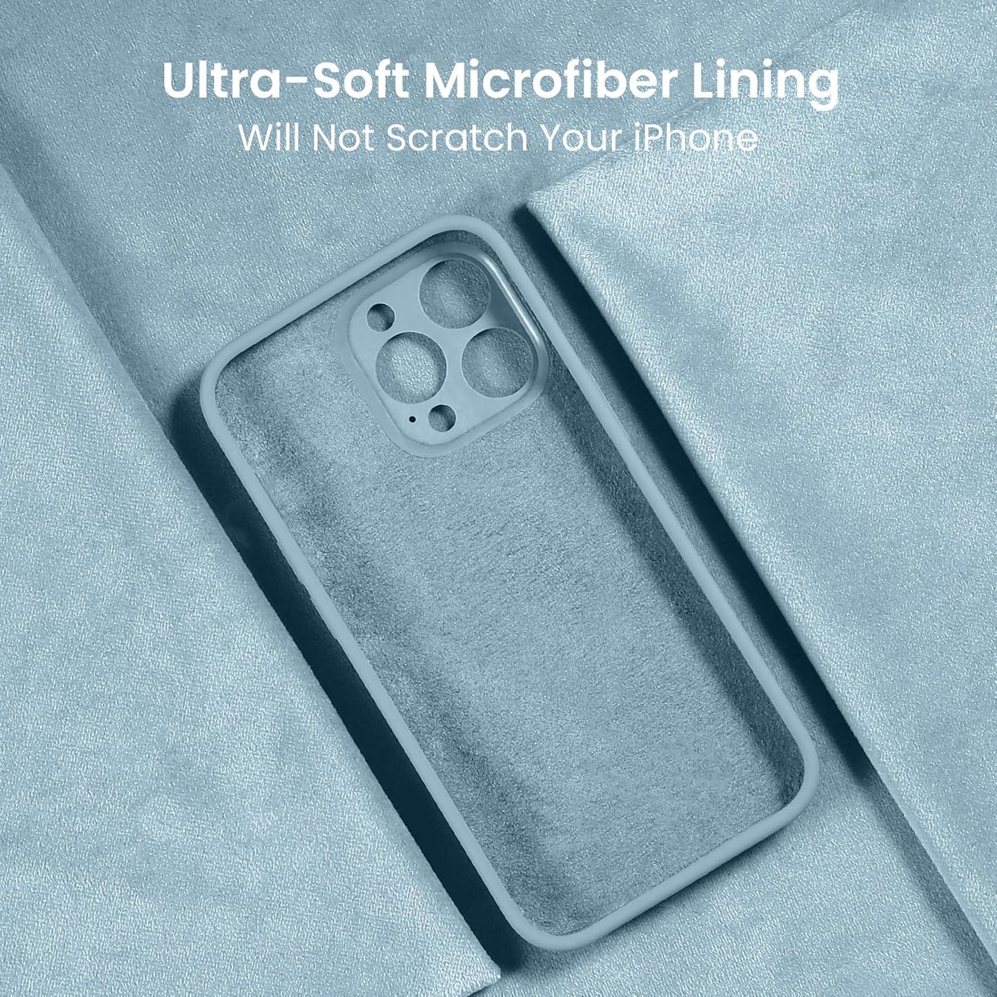 FireNova Designed for iPhone 15 Pro Max Case, Silicone Upgraded [Camera Protection] Phone Case with [2 Screen Protectors], Soft Anti-Scratch Microfiber Lining Inside, 6.7 inch, Sky Blue