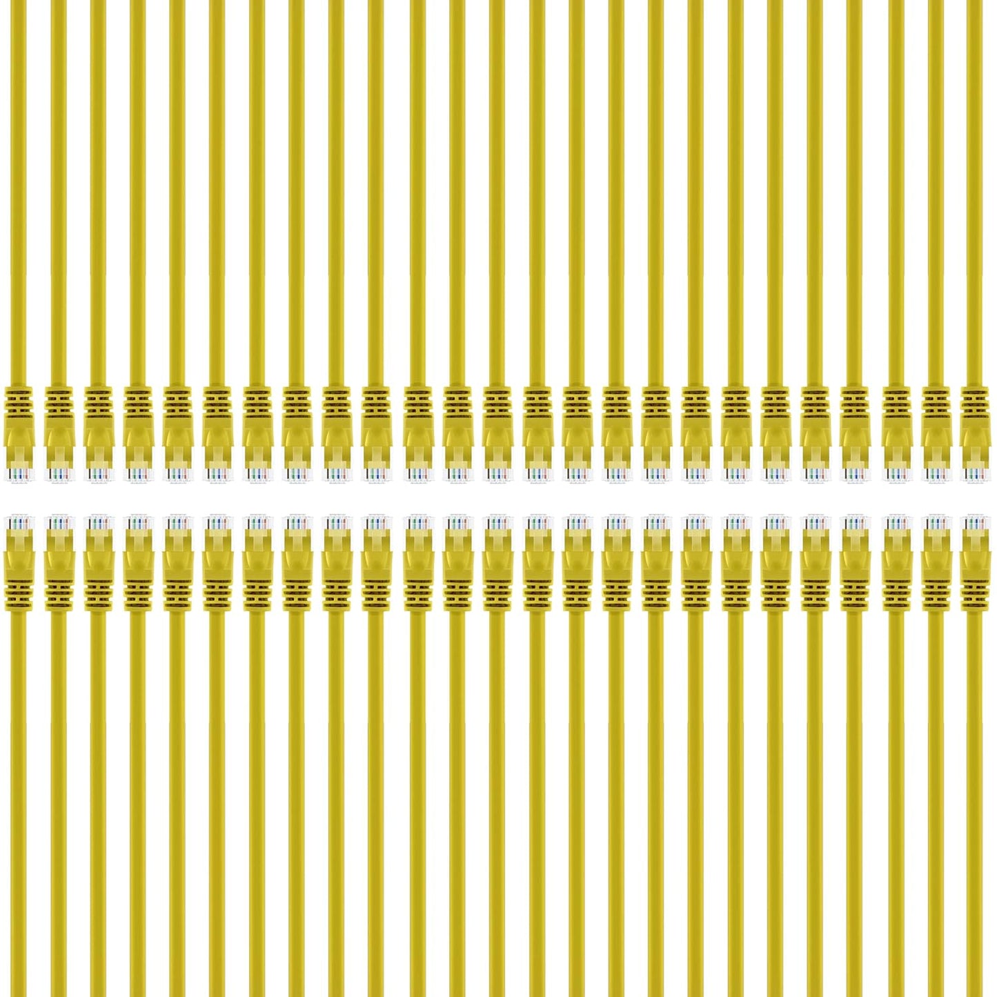 GearIT 50-Pack, Cat5e Ethernet Patch Cable 1 Foot - Snagless RJ45 Computer LAN Network Cord, Yellow - Compatible with 48 Port Switch POE Rackmount 48port Gigabit