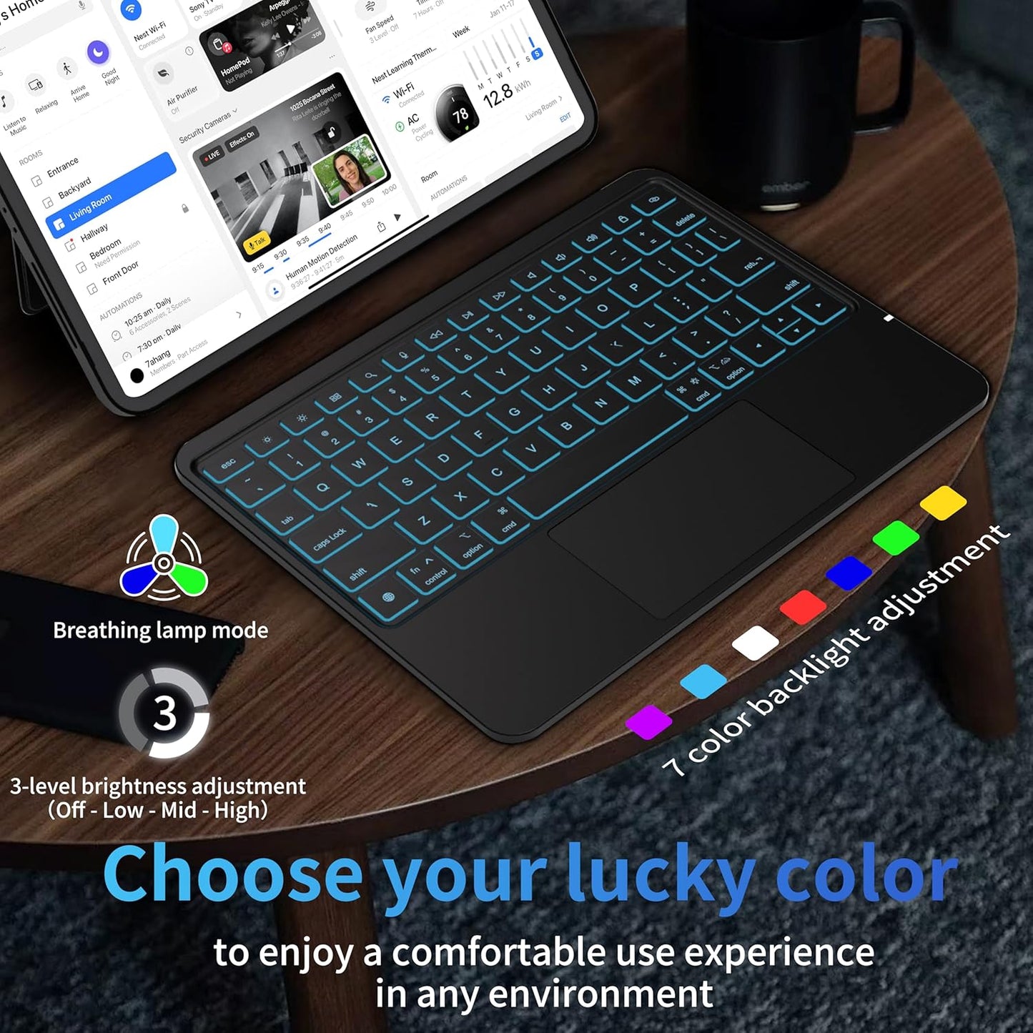 Keyboard Case for iPad Air 11 inch (M3 2025 / M2 2024), Magnetic Detachable Keyboard Case for iPad Pro 11 inch (4th/3rd/2nd/1st Gen) & iPad Air 5th/4th Gen with Backlit Keys, Trackpad (Black)