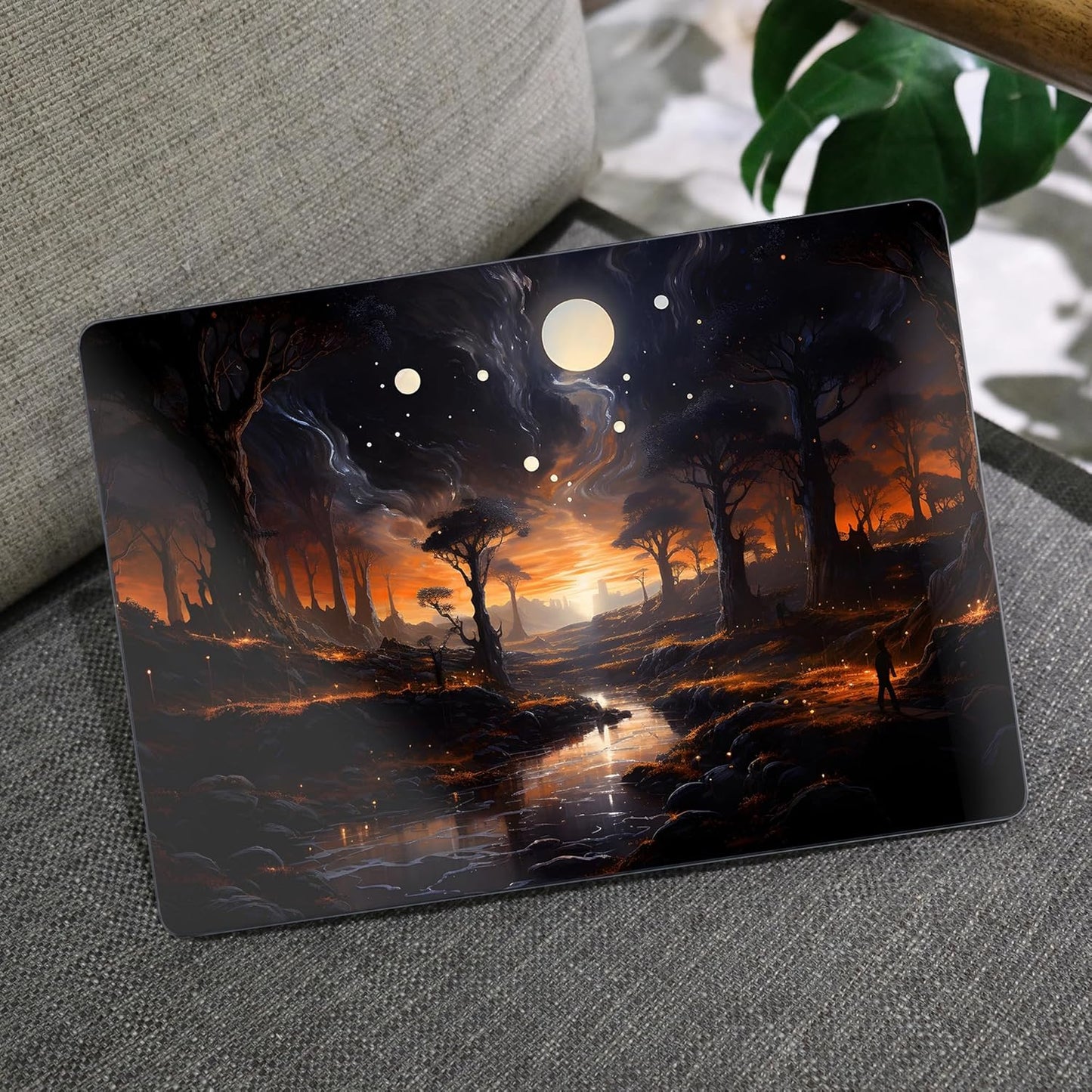 MEEgoodo for MacBook Air 13.3 inch Case 2021 2020 2019 2018 A2337 M1 A2179 A1932, Laptop Shell for MacBook Air M1 with Keyboard Webcam Cover & Trackpad Film & Type C Adapter,Fantasy Night Landscape