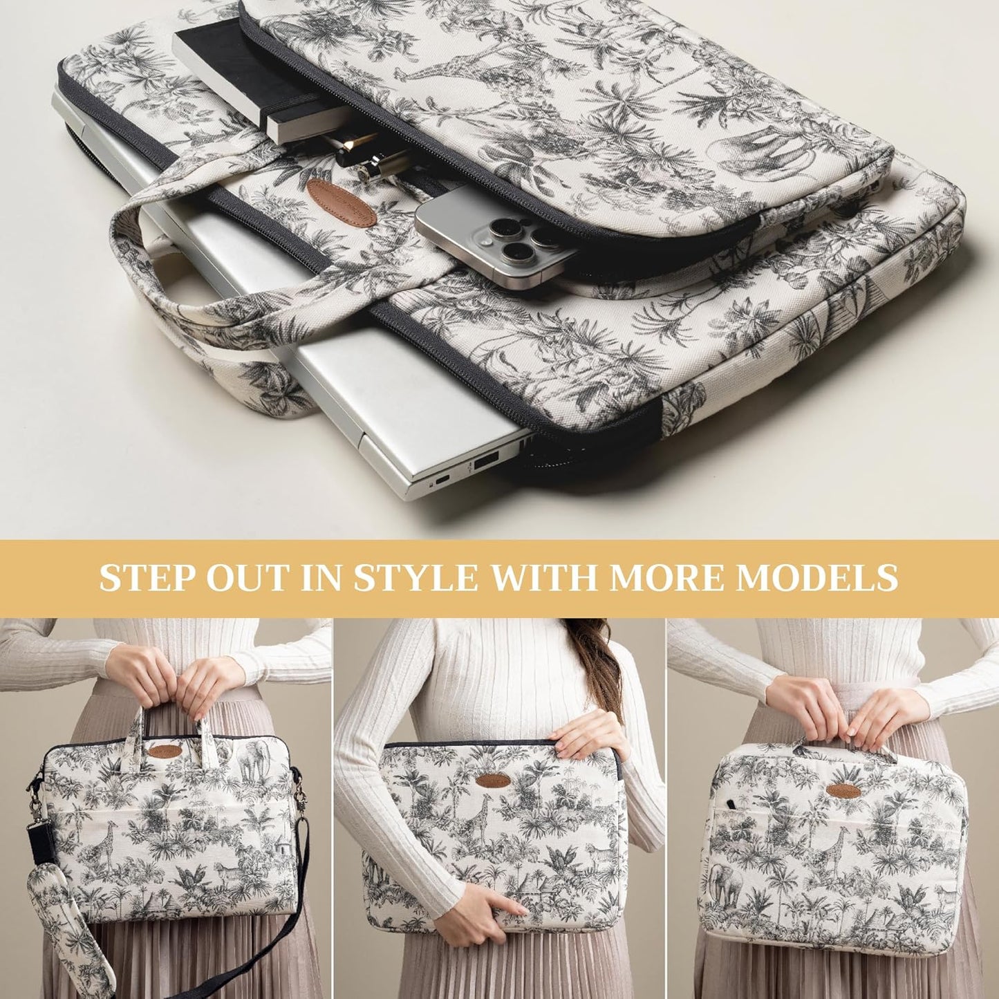 Maison d'Hermine Laptop bag with front pocket Stain and water repellent Cotton canvas