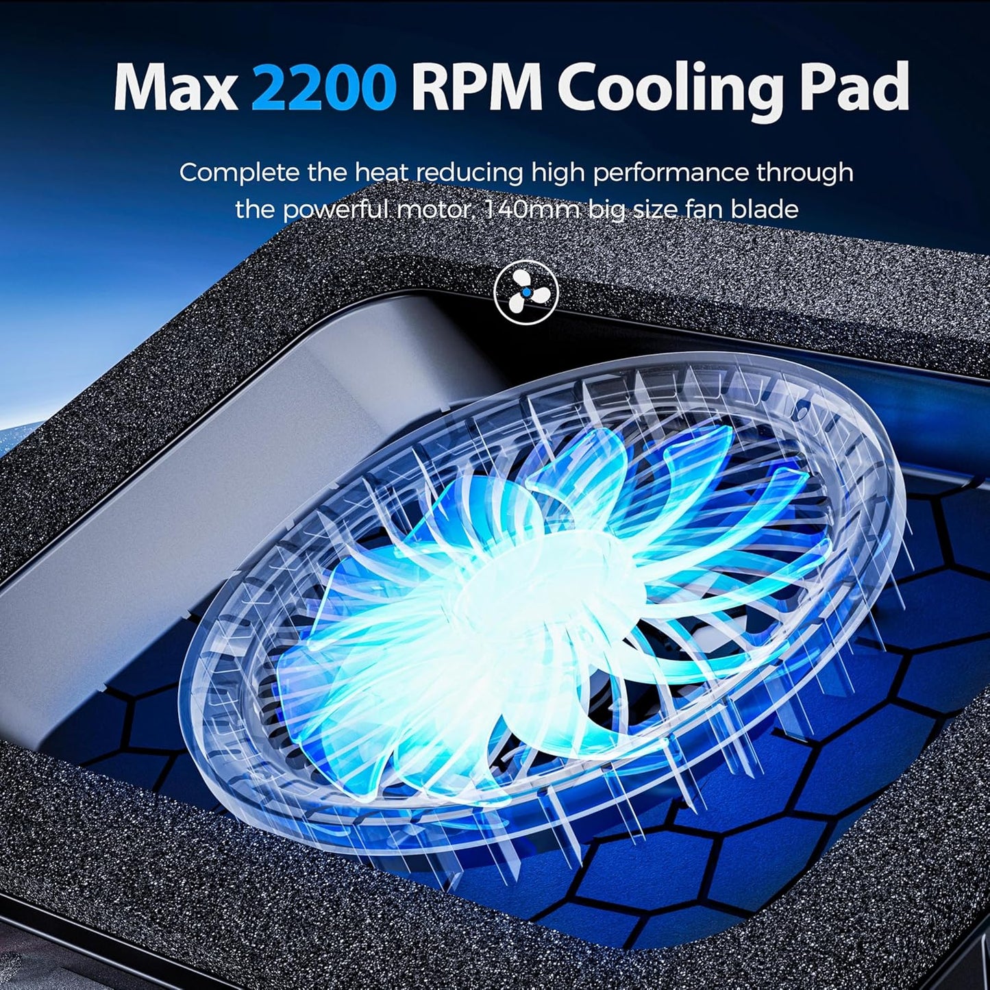 AICHESON Gaming Laptop Cooling Pad with Powerful Cooler Fans, RGB Lighting and Phone Holder for 15-19 inch Laptops and PC Computers