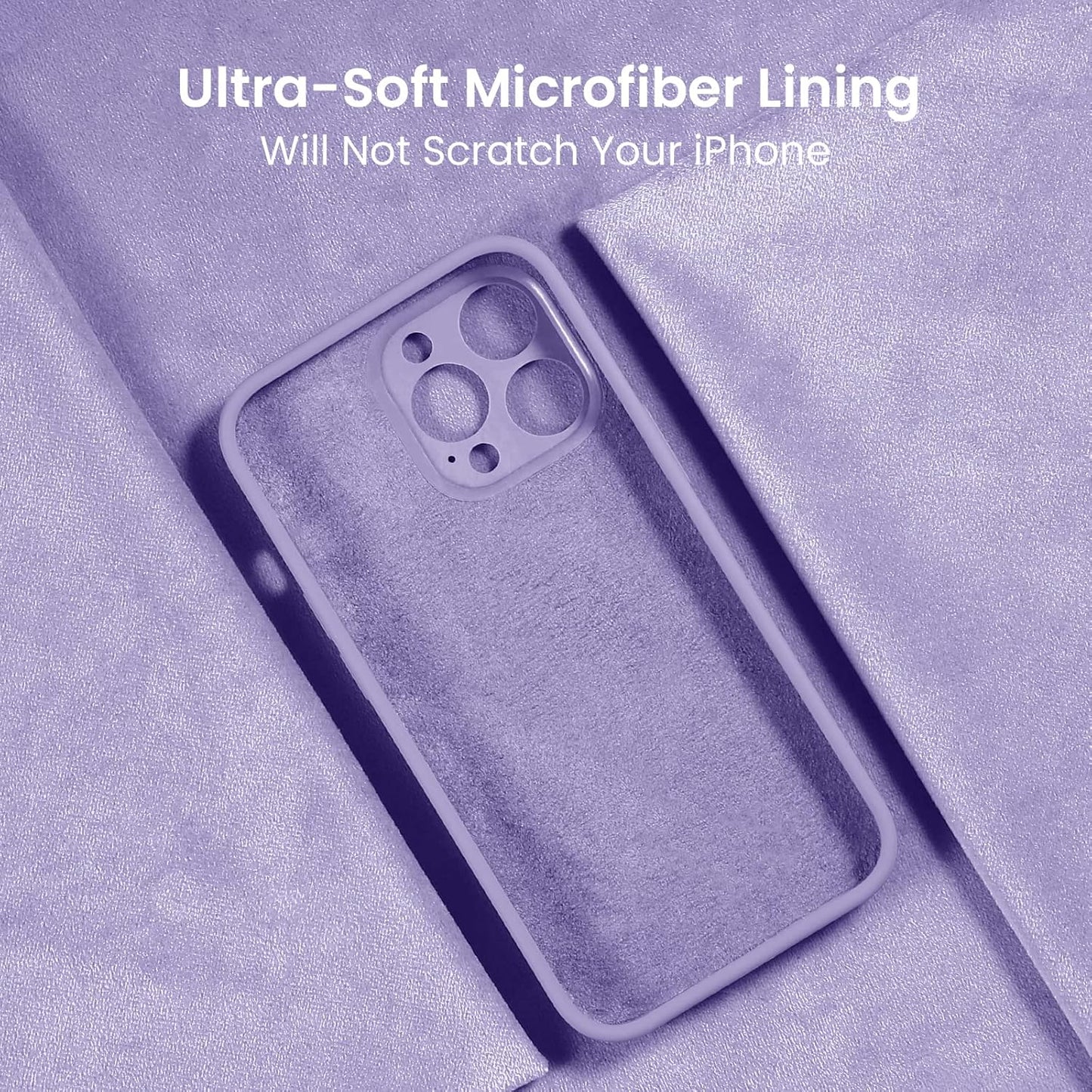 FireNova for iPhone 14 Pro Case, Silicone Upgraded [Camera Protection] Phone Case with [2 Screen Protectors], Soft Anti-Scratch Microfiber Lining Inside, 6.1 inch, Clove Purple