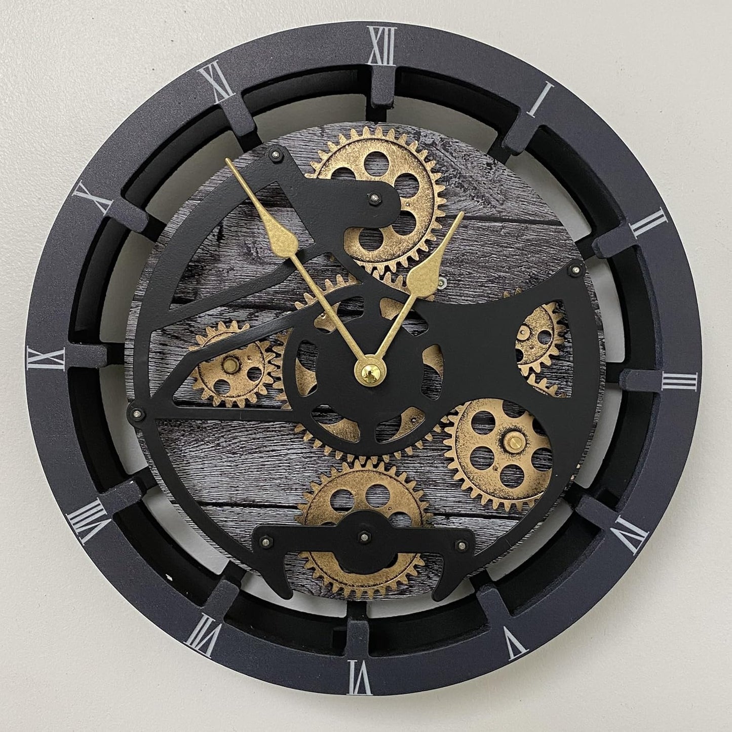 ImprovingLife The Gears Clock Desk Clock 10 inches with Real Moving Gears Convertible into Wall Clock (Carbon Grey)