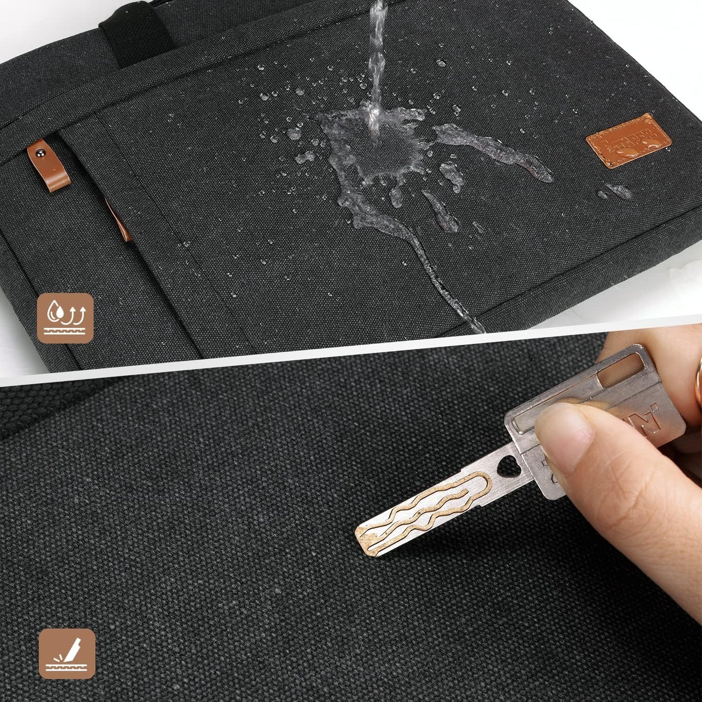 ESTARER Laptop Bag 17-17.3 Inch, Computer Bags for Men Water-resistant Canvas Laptop Case Slim Laptop Sleeve Fits Hp/Dell/Asus/Lenovo/Acer, Dark Grey