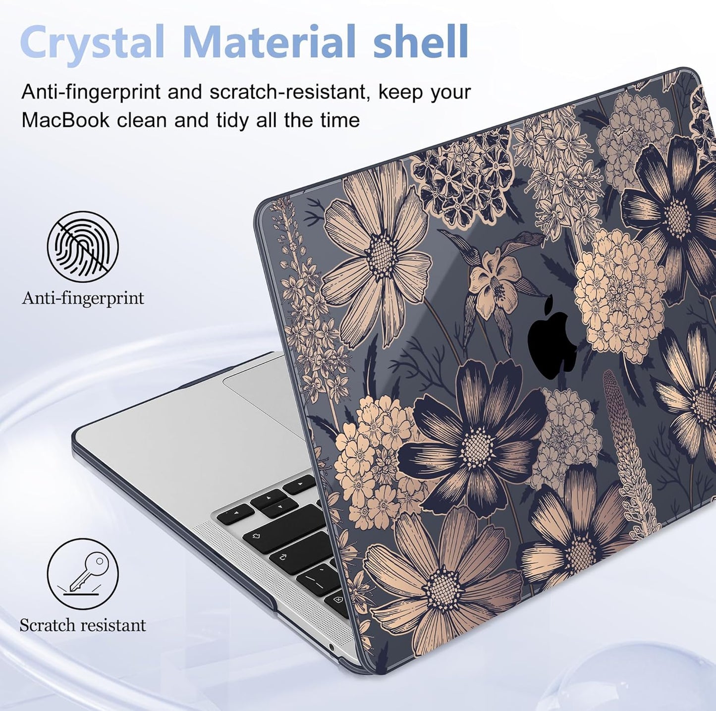 Case for MacBook Pro 13 inch with/Without Touch Bar (2016-2022, M2 A2338 M1 A2289 A2251 A2159 A1989 A1706 A1708), Hard Shell + Keyboard Cover + Dust Plug - Spring Floral