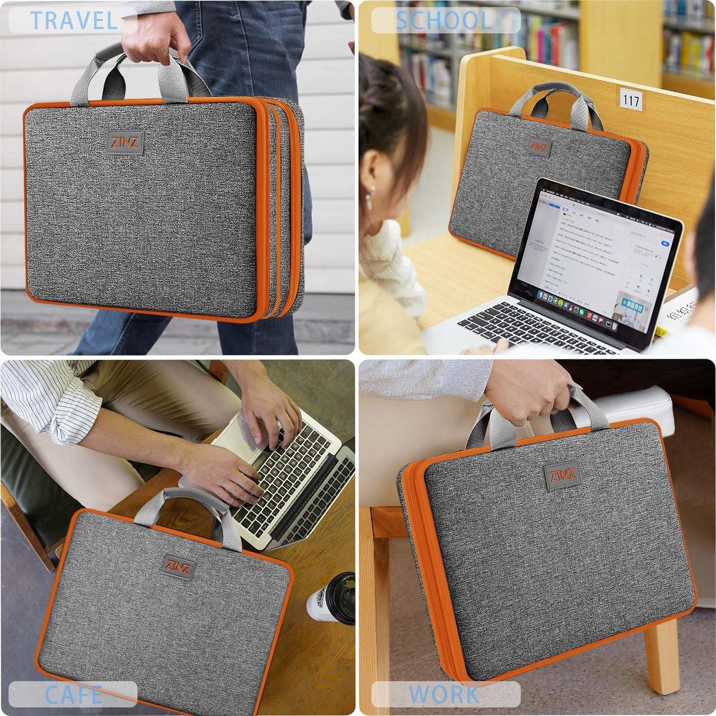ZINZ Laptop Case Computer Sleeve Briefcase with Multi-pockets for 11.6 12.9 13 13.3 14 15 15.6 16 inch Notebooks