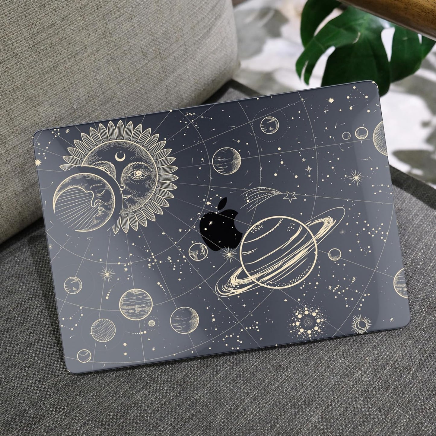 MEEgoodo for MacBook Air 13.3 inch Case 2021 2020 2019 2018 A2337 M1 A2179 A1932, Clear Case for MacBook Air M1, Hard Shell with Keyboard Webcam Cover & Trackpad Film & Type C Adapter,Moon