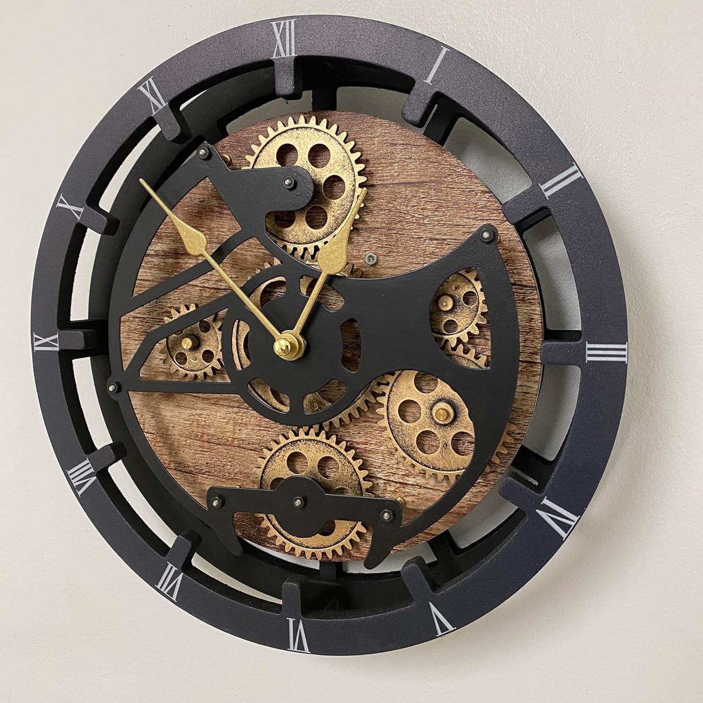 ImprovingLife The Gears Clock Desk Clock 10 inches with Real Moving Gears Convertible into Wall Clock (Vintage Brown)