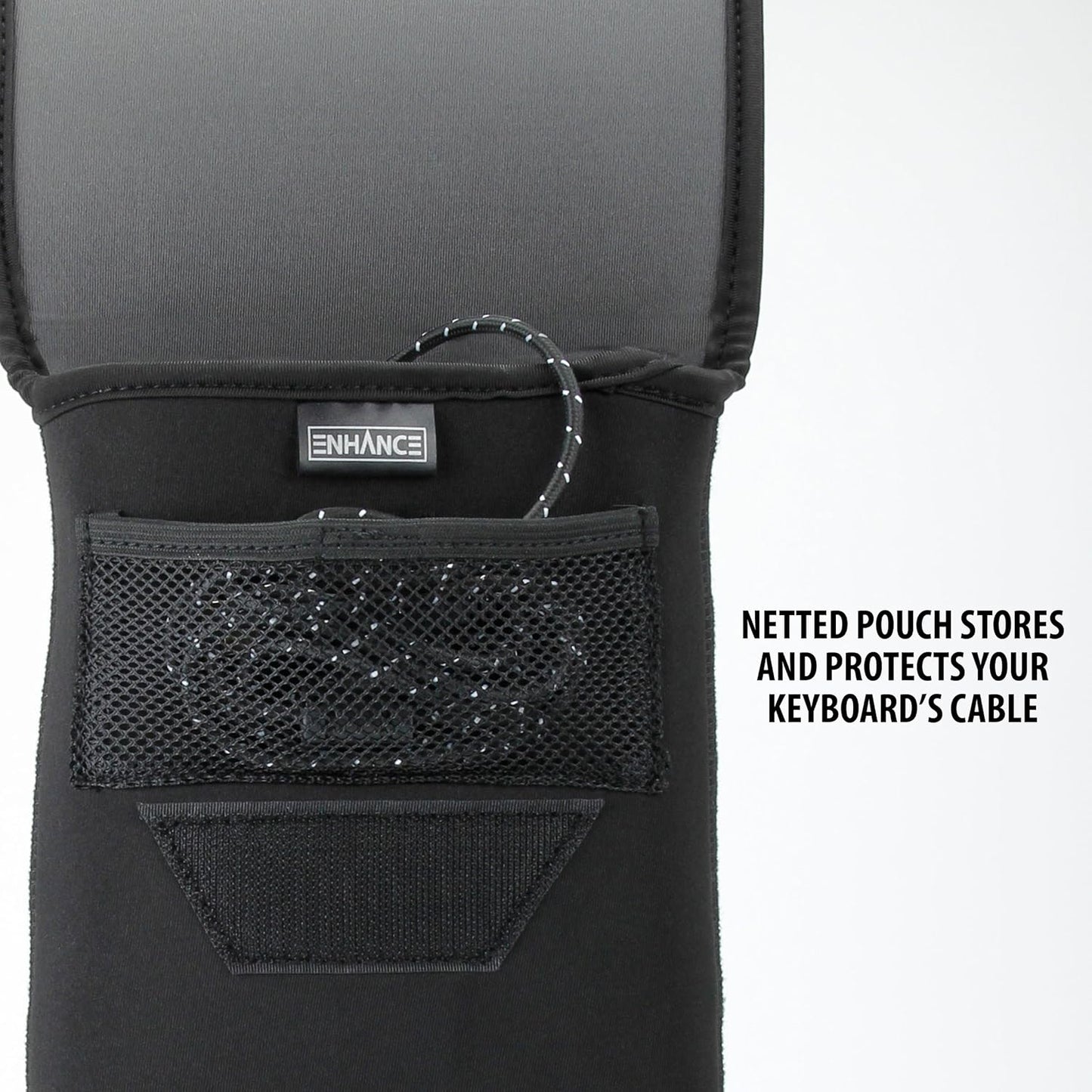 ENHANCE Keyboard Sleeve Travel Case for TKL Tenkeyless Compact Tournament eSports Gaming Keyboards (up to 15 Inches) - Rugged Neoprene Construction , Zipper Mouse Storage and Cable Storage Pouch