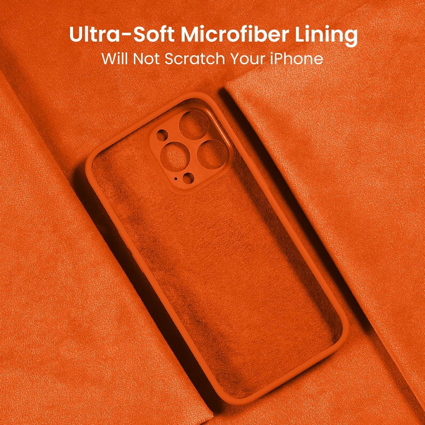 FireNova Designed for iPhone 15 Pro Case, Silicone Upgraded [Camera Protection] Phone Case with [2 Screen Protectors], Soft Anti-Scratch Microfiber Lining Inside, 6.1 inch, Neon Orange