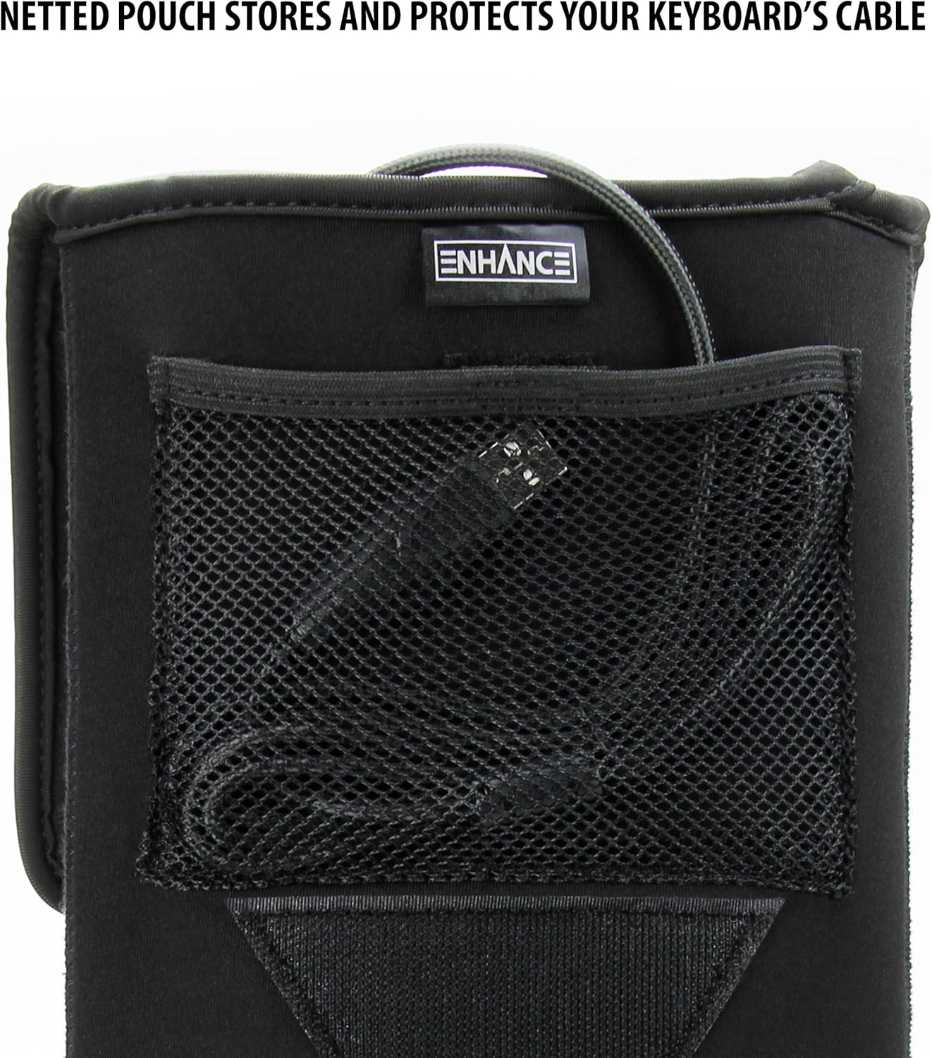 ENHANCE Keyboard Sleeve Travel Case for Full-Size Mechanical and Standard Gaming Keyboards up to 18 Inches with Rugged Neoprene Construction, Zipper Mouse Storage and Cable Storage Pouch