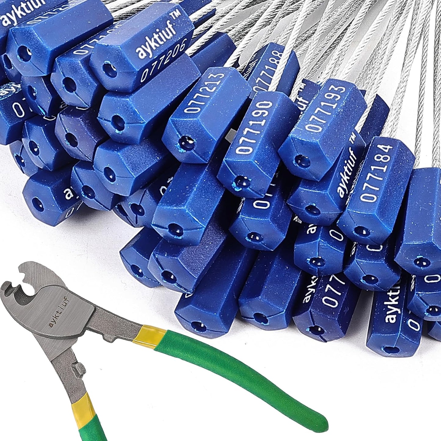 60 Pieces Security Cable Seals, Metal Number Security Tags for Truck, Trailers, Cargo, Containers, Vans, Oil Tank, Milk Vehicle (Blue, 60 Pack)