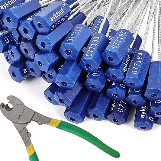 1200 Pieces Security Cable Seals, Metal Number Security Tags for Truck, Trailers, Cargo, Containers, Vans, Oil Tank, Milk Vehicle (Blue, 1200 Pack)