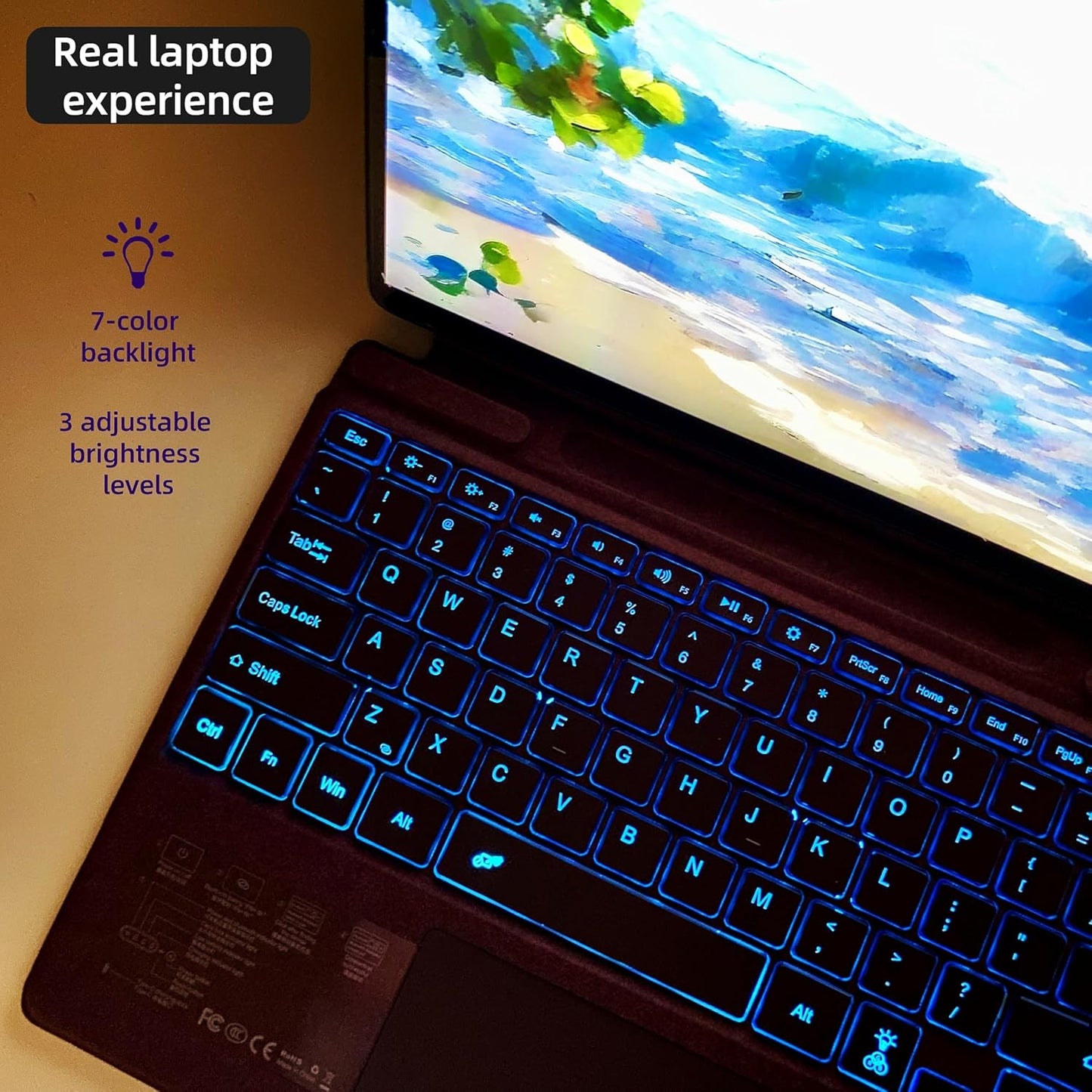 Keyboard for Microsoft Surface Pro Copilot+ (11th Edition) / Pro 11 / Pro 10 / Pro 9 / Pro 8 / Pro X, 13 inch, Detachable Type Cover with Touchpad, 7-Color Backlit & Pen Holder (Wine)