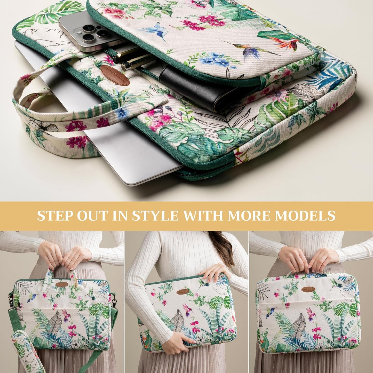 Maison d'Hermine Laptop bag with front pocket Stain and water repellent Cotton canvas