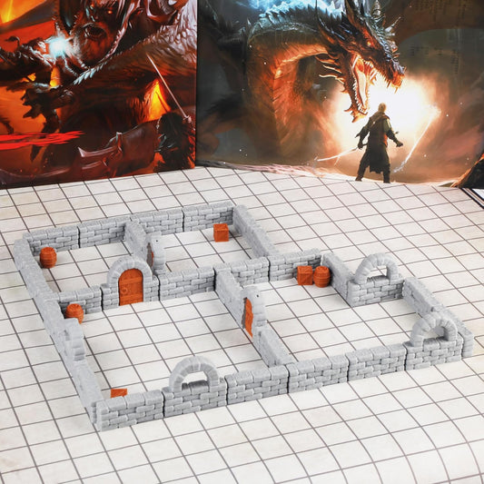 Dungeon Walls 40pcs 28mm Miniature RPG Modular System DND Terrain Building Accessories for Tabletop Role Playing Scenes, Gift of Christmas Halloween for DM