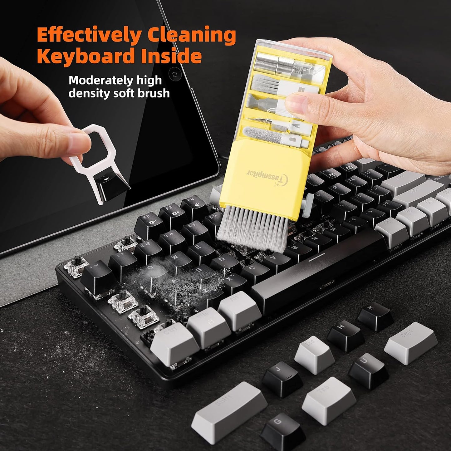 Laptop Screen Keyboard Cleaner Kit, All in 1 Electronics Cleaning Tool for MacBook iPad iPhone Pro Cell Phone, Brush Tool for Tablet, Computer, PC Monitor,TV Camera Lens with Patent, Yellow