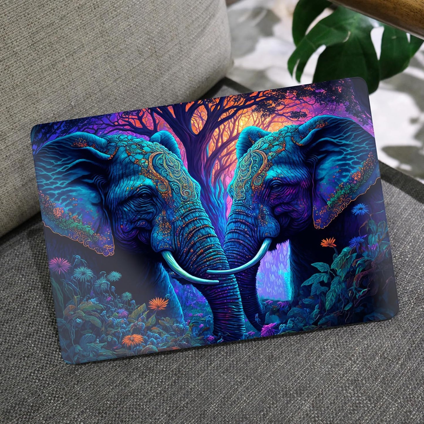 MEEgoodo Portable Electronic Device Cover for MacBook Air M3 M2 15.3 inch 2023-2024, Hard Case with Keyboard & Webcam Cover, Screen Protector, OTG Adapter, Elephants