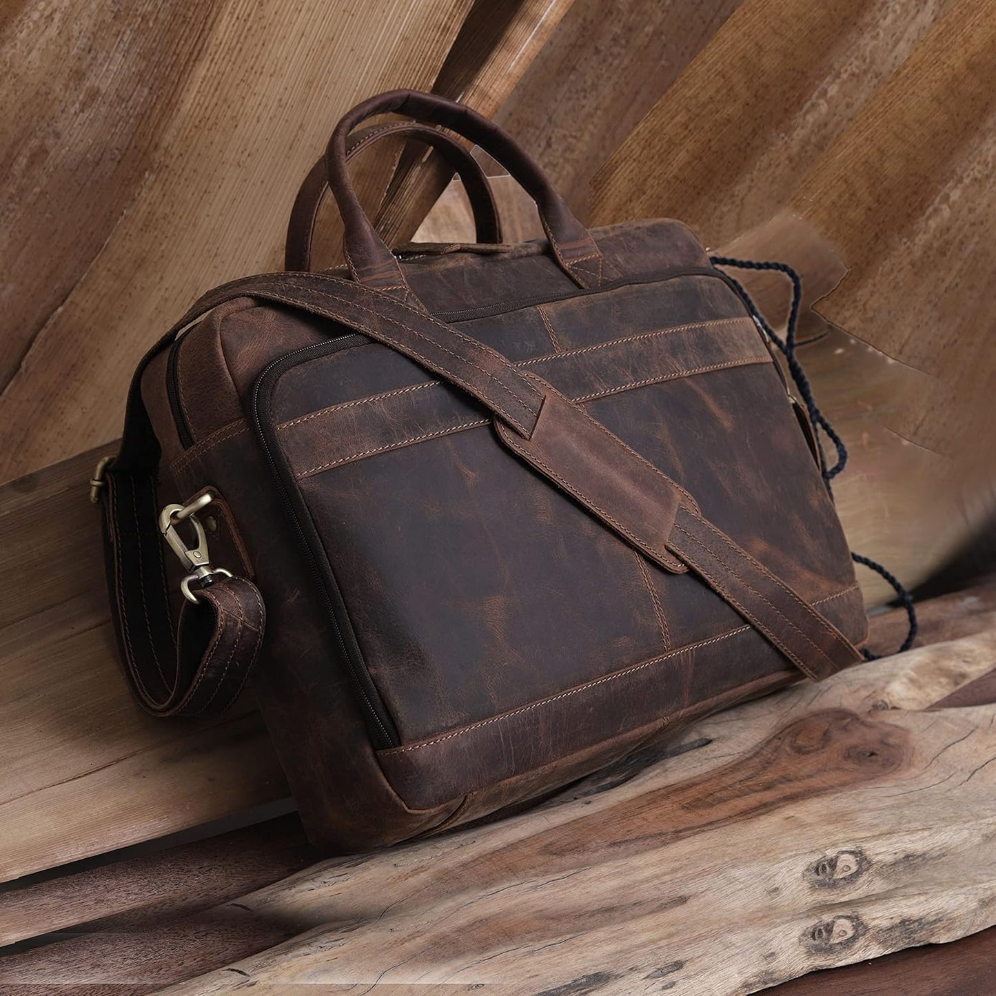 VC VINTAGE COUTURE Leather briefcase bag for men Leather Laptop Bags For Men and Women Travel Messenger Bag