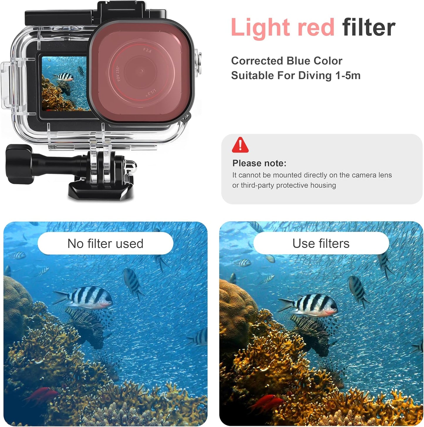 FitStill 164FT/50M Waterproof Case&3 Filters&Floating Hand Grip Stick Set Compatible for DJI Osmo Action 5 Pro Action 4 Action 3,Snorkeling Surfing,Wakeboarding Protective Cover Shell Accessories Kit