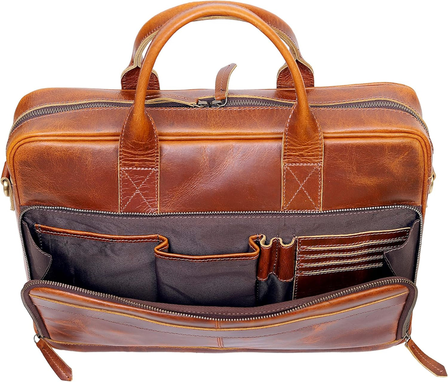 VC VINTAGE COUTURE Leather briefcase bag for men Leather Laptop Bags For Men and Women Travel Messenger Bag