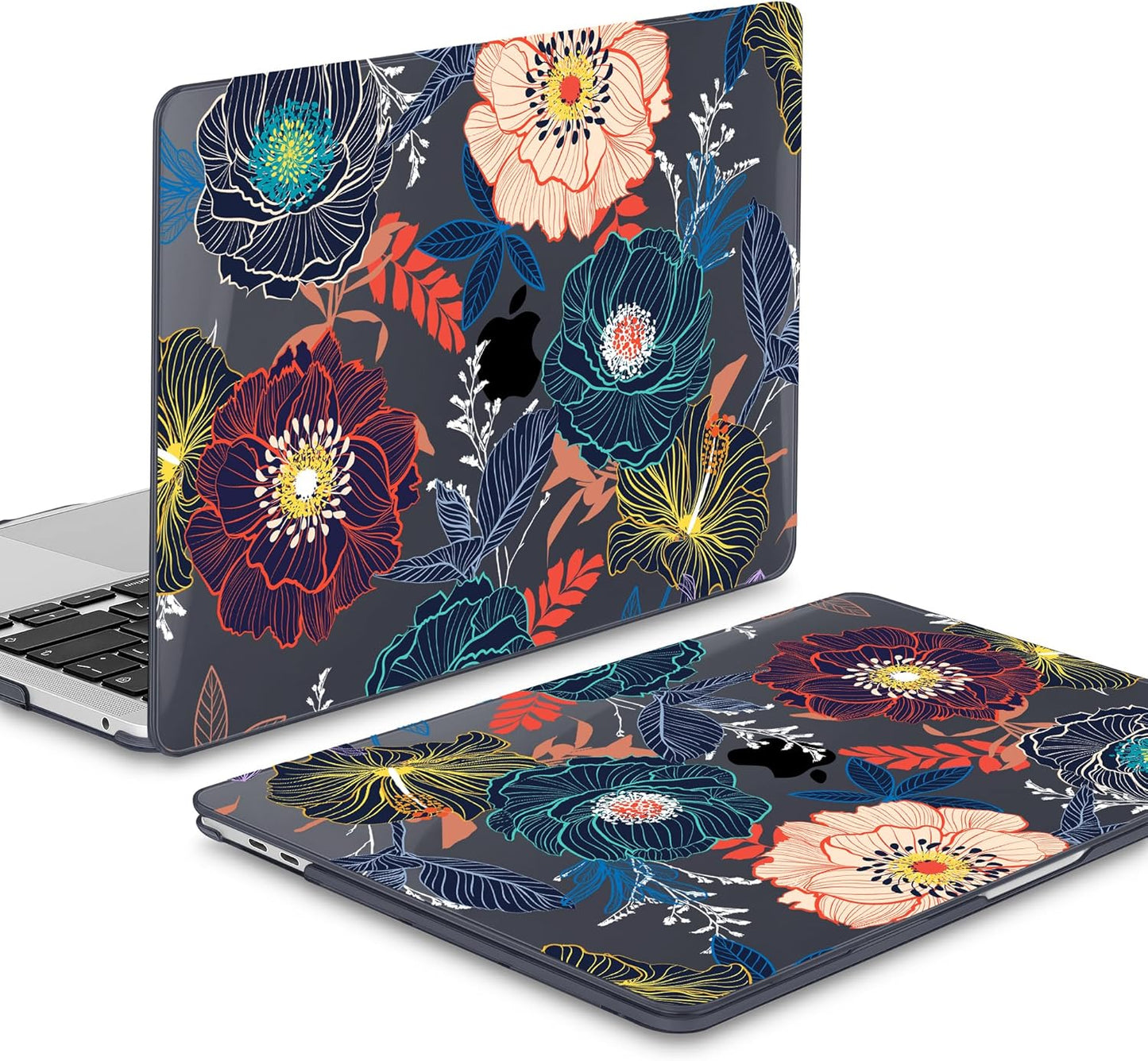 Mektron for MacBook Air 13 Case A1466/A1369 (2010-2017 Release), Snap-on Plastic Hard Shell Cover for MacBook Air 13.3 inch with Keyboard Cover, Dahlia Flowers