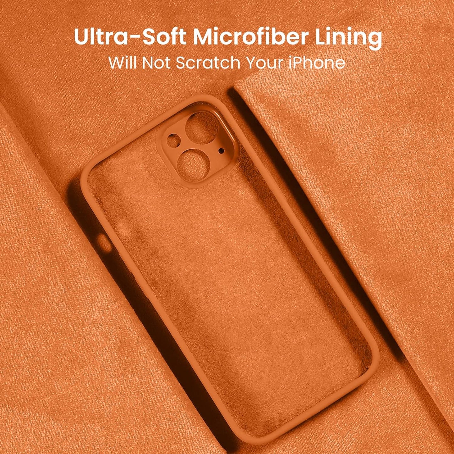 FireNova Designed for iPhone 14 Case, Silicone Upgraded [Camera Protection] Phone Case with [2 Screen Protectors], Soft Anti-Scratch Microfiber Lining Inside, 6.1 inch, Kumquat