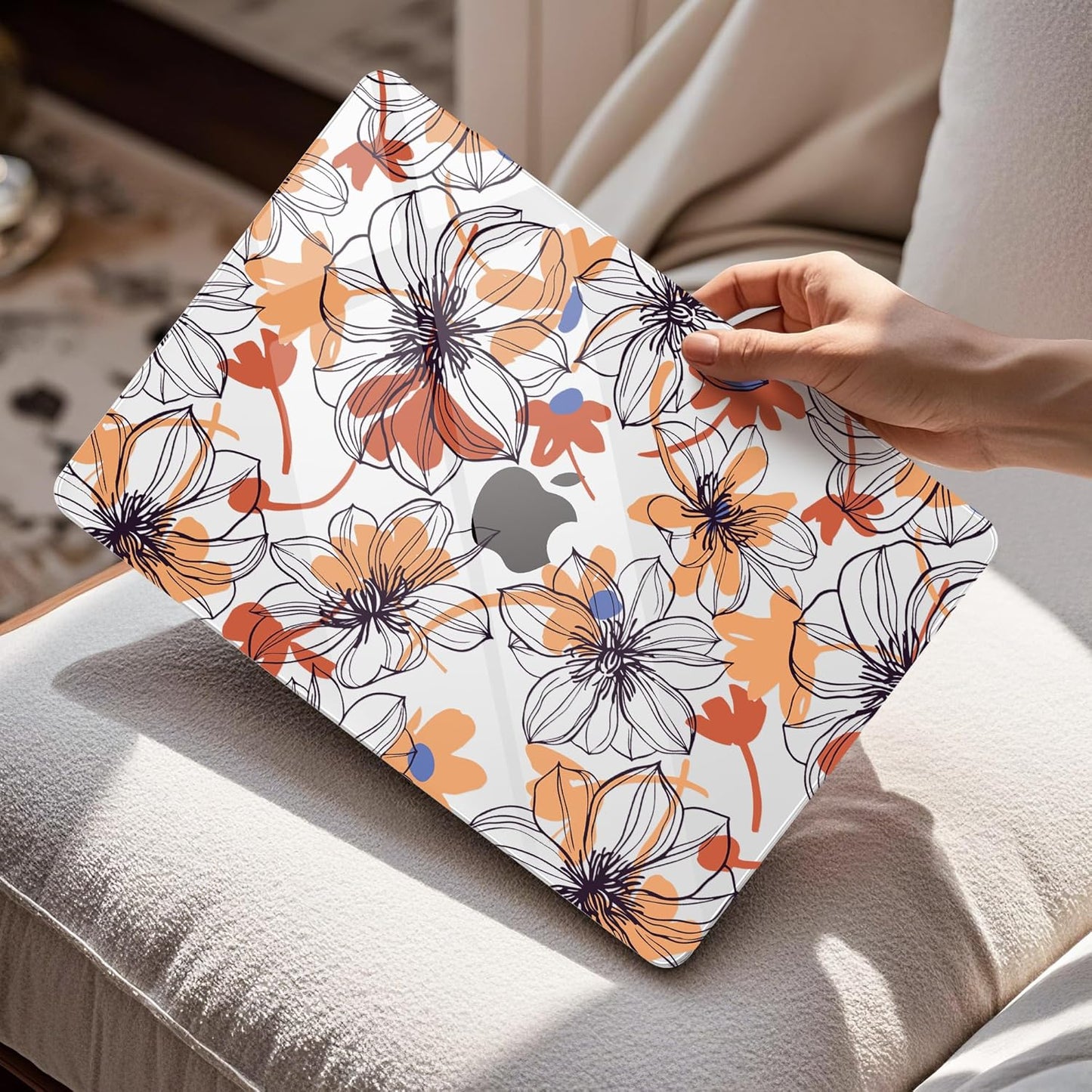Mektron Compatible with M4 MacBook Air 15 inch Case 2025 A3241 2024 2023 M3 A3114 A2941 M2 Liquid Retina Display Touch ID, Plastic Hard Case & Keyboard Skin & Screen Protector - Floral C345
